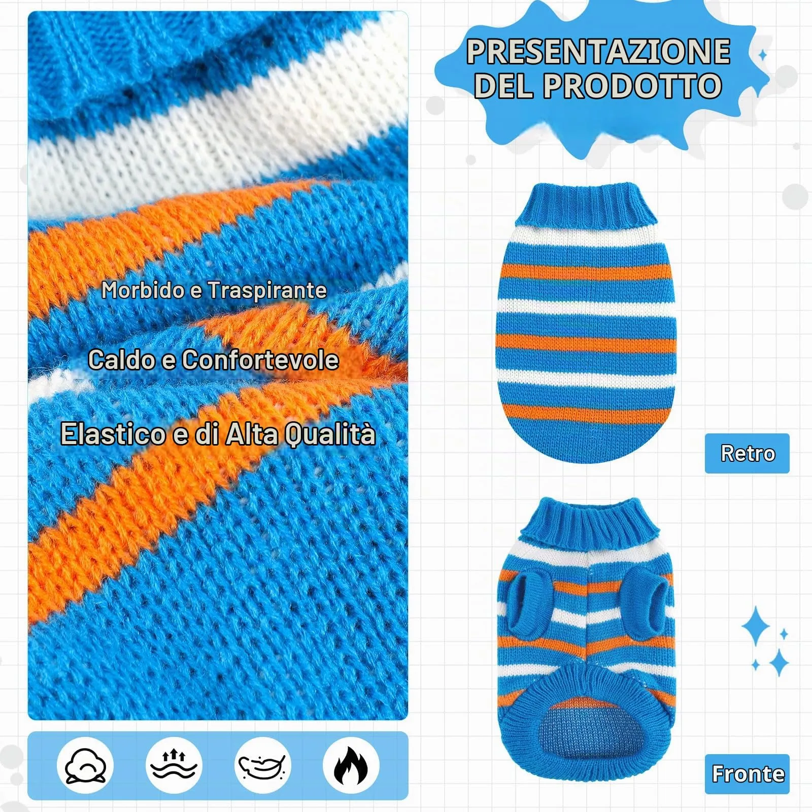 Vixpyzz Maglione per cani, taglia XXS, lavorato a maglia per cani di piccola taglia, autunno inverno - immagine 3