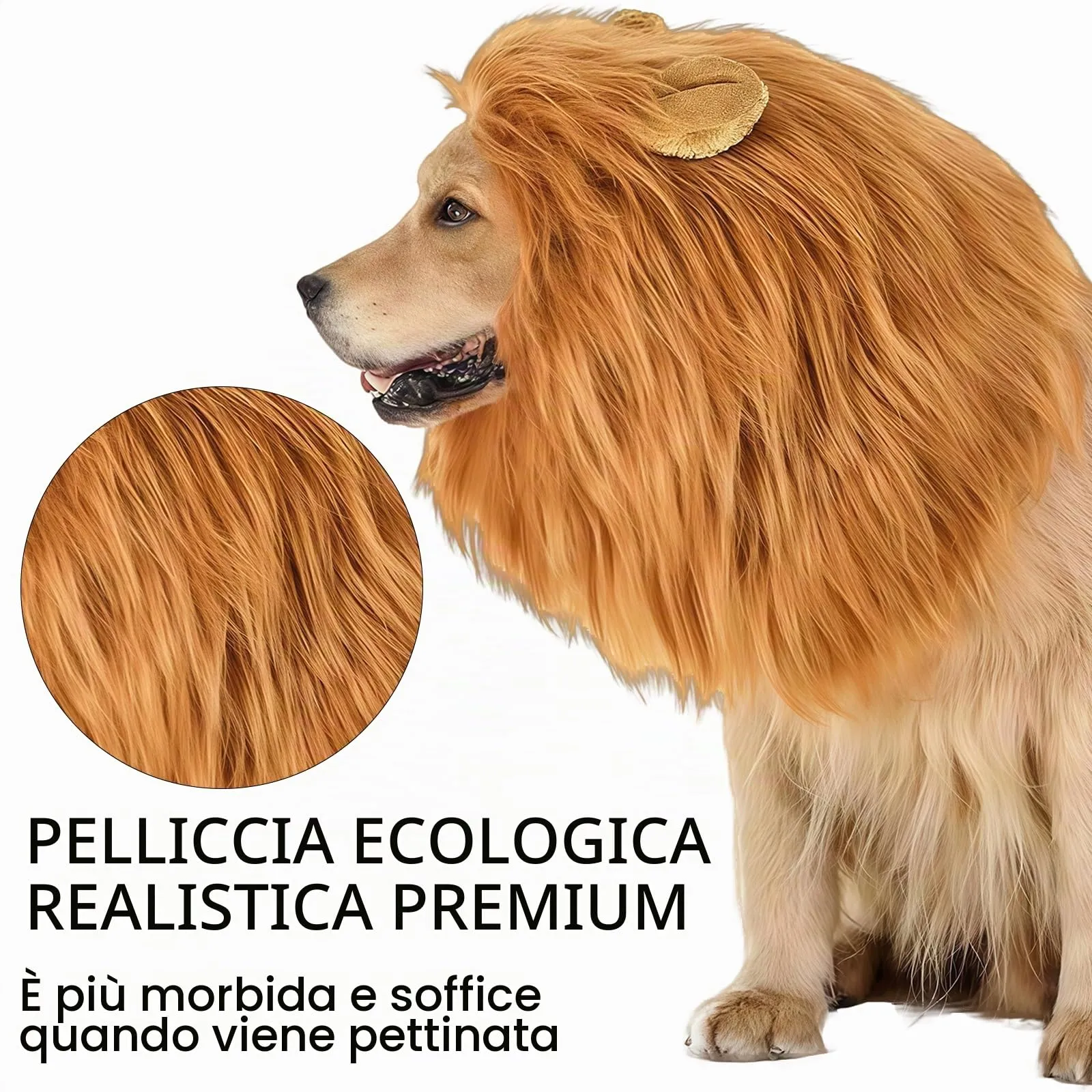 MUNSKT Parrucca con criniera da leone e orecchie regolabile per animali domestici, Taglia L - immagine 4