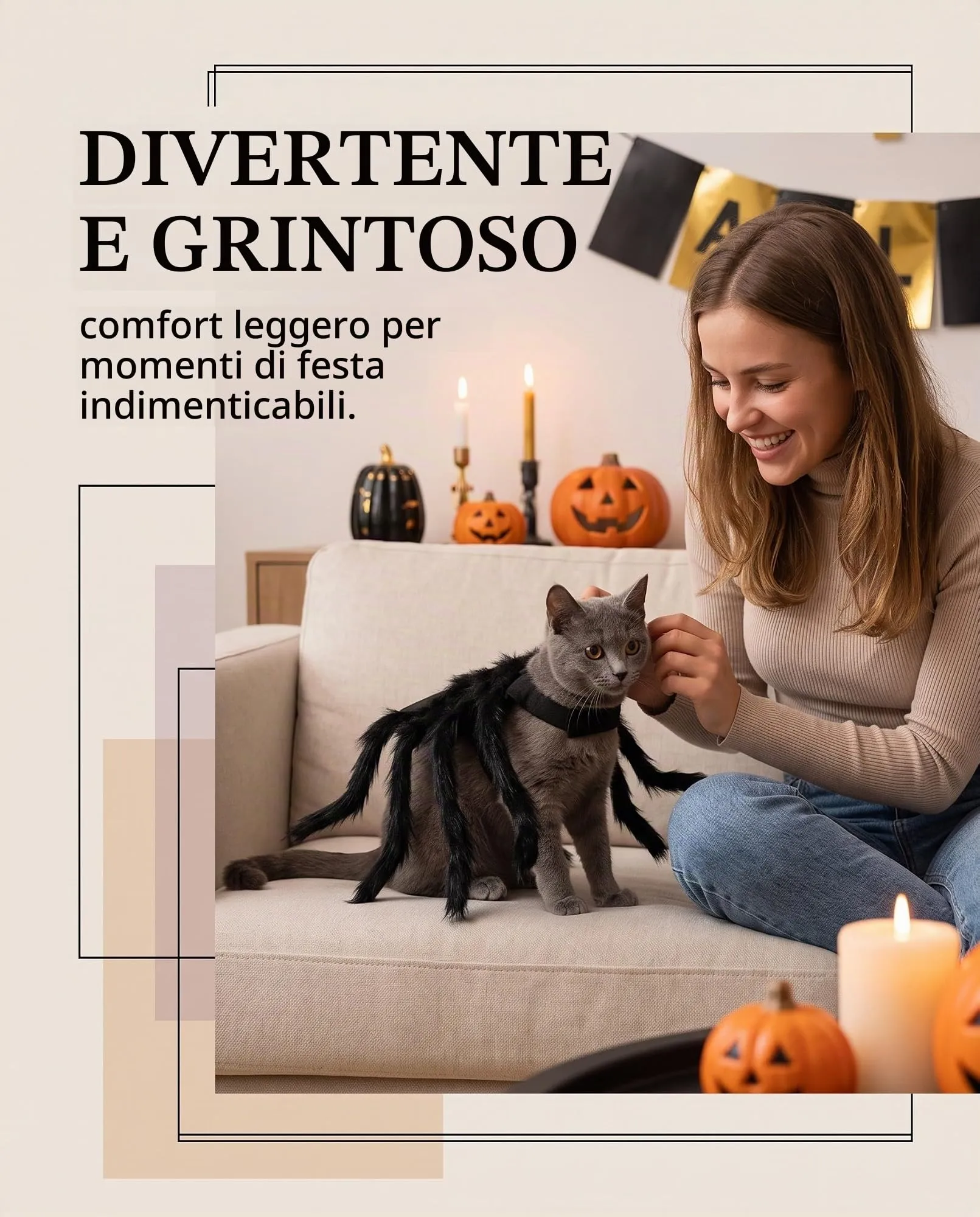JIRVEX Costume a Forma di Ragno Nero per Cani e Gatti - immagine 3