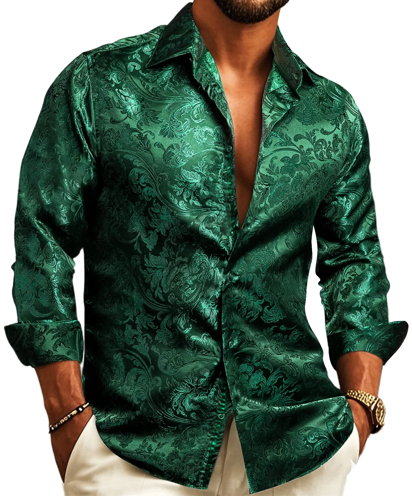 Barry.Wang Set Formale da Uomo 5 Pezzi con Gilet, Cravatta, Fazzoletto, Gemelli e Fermacravatta - Quadri Scozzesi, Verde Smeraldo, XXL - immagine 1