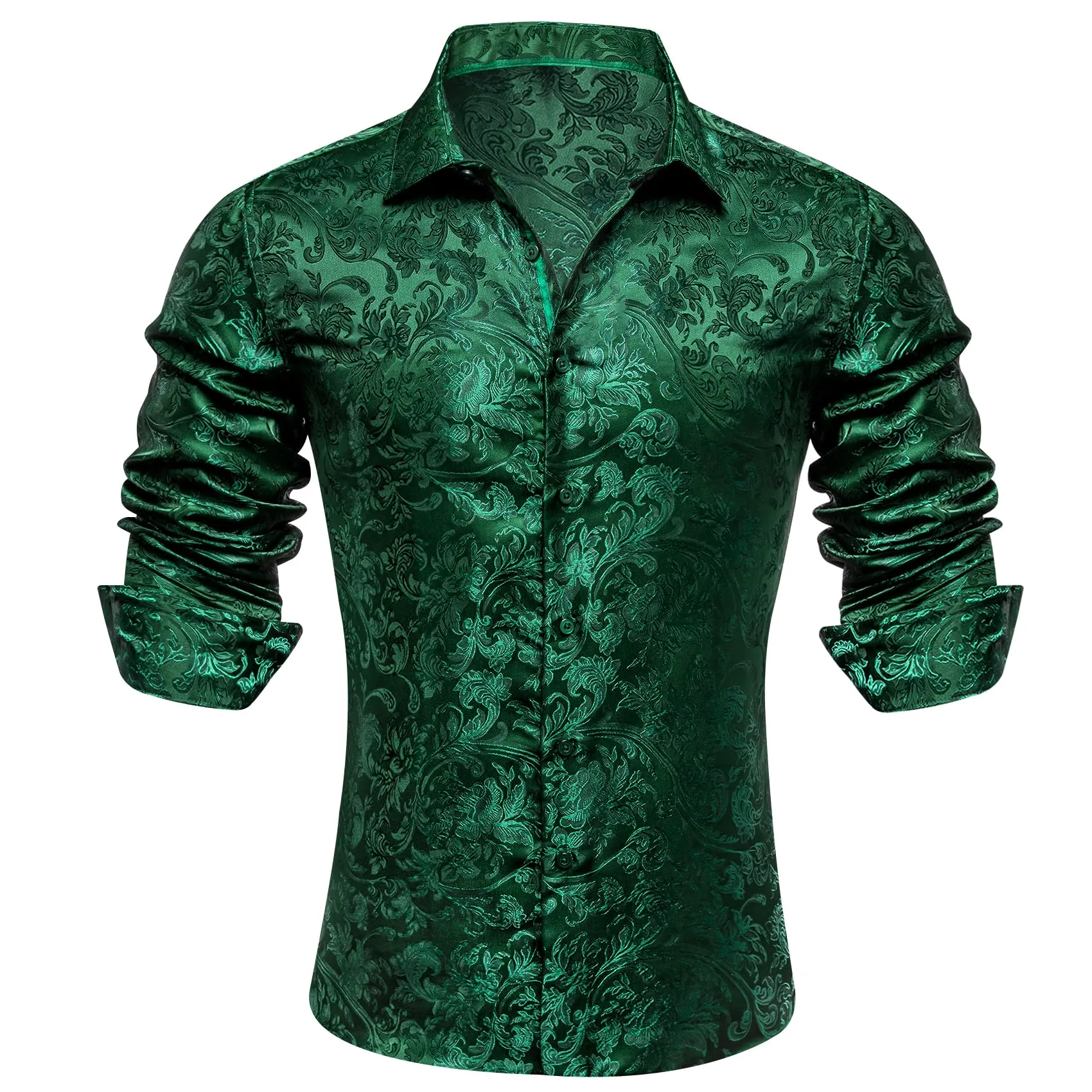 Barry.Wang Set Formale da Uomo 5 Pezzi con Gilet, Cravatta, Fazzoletto, Gemelli e Fermacravatta - Quadri Scozzesi, Verde Smeraldo, XXL - immagine 2