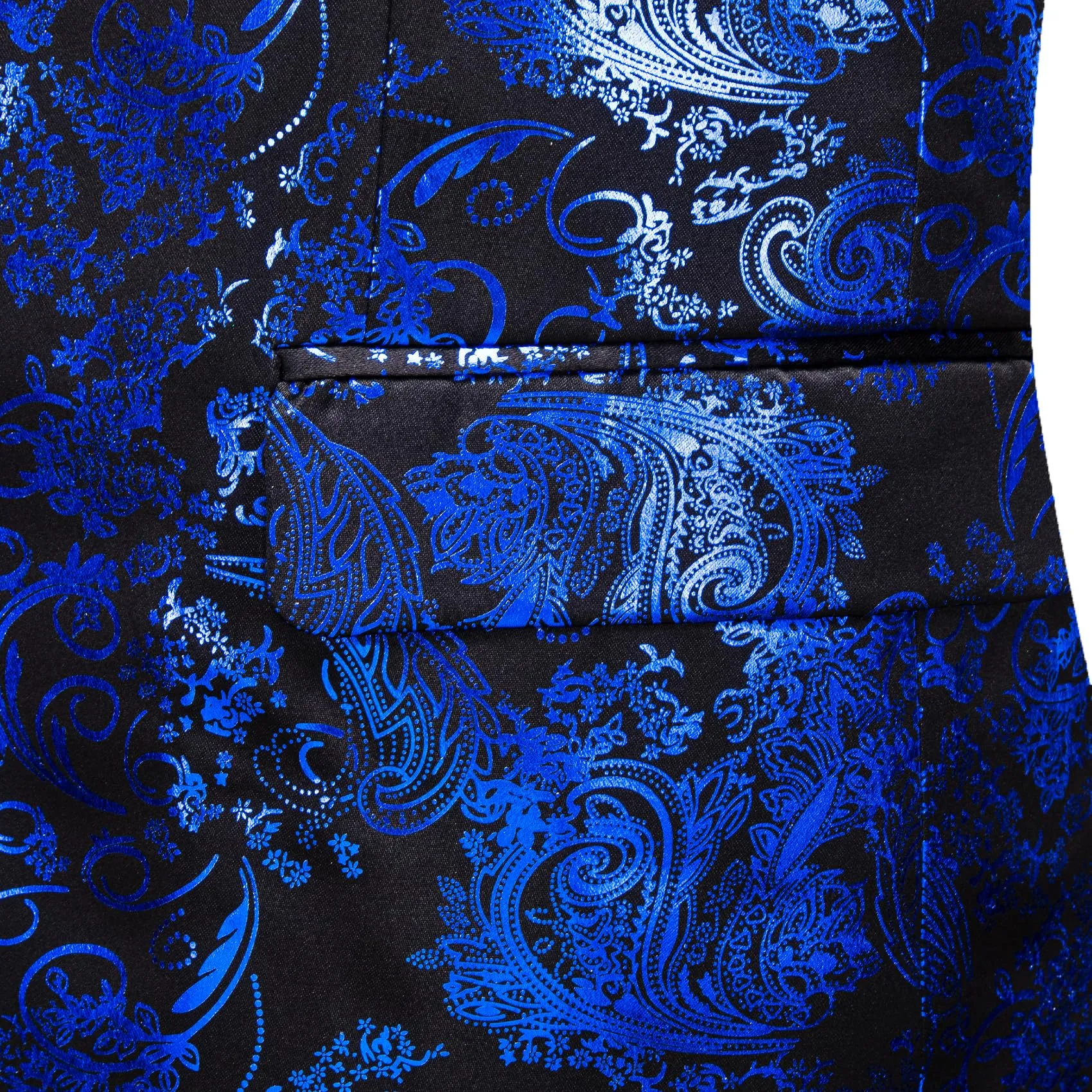 Barry.Wang Men's Formal Gilet Set, Paisley, 5-Piece, Blue, XL - immagine 4