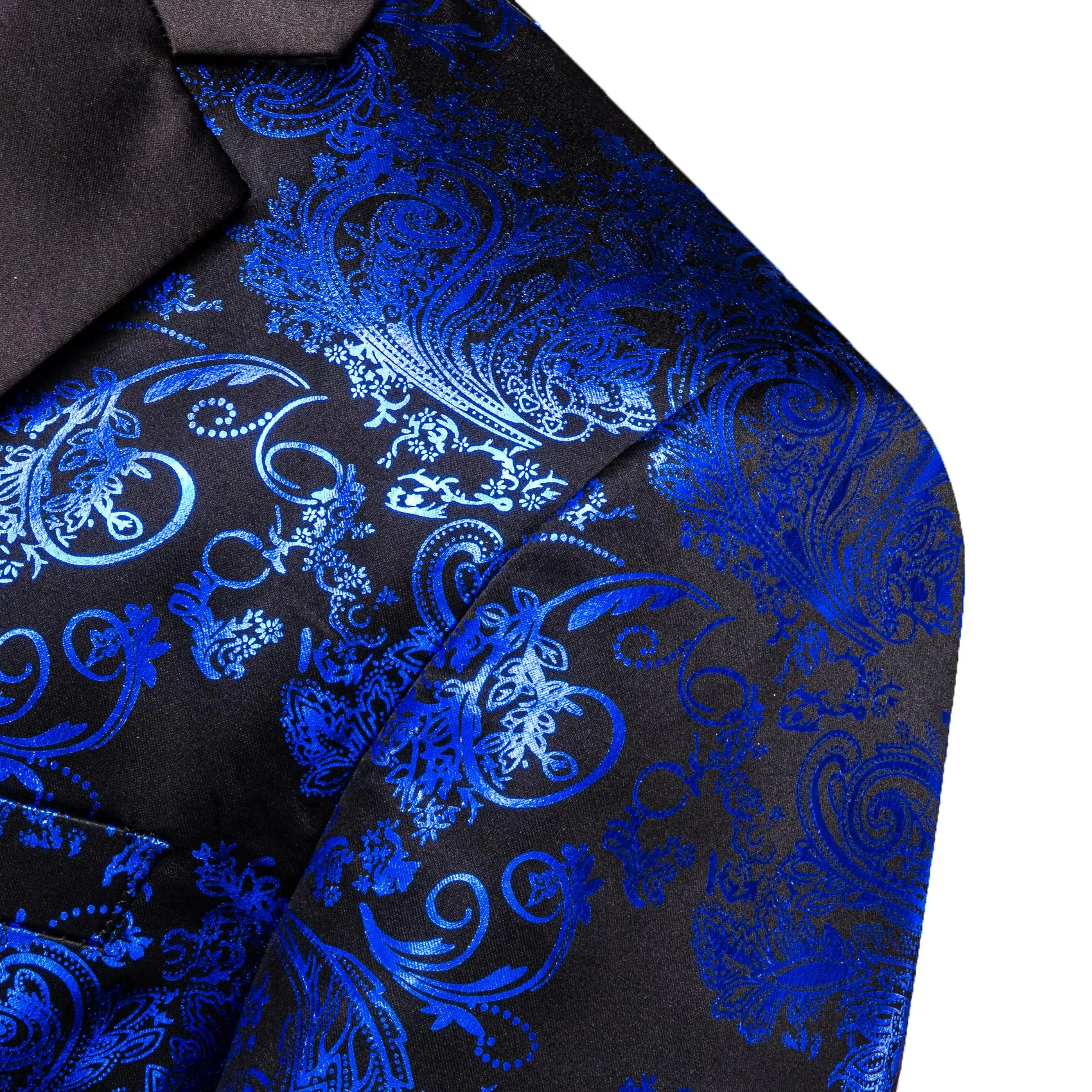 Barry.Wang Set Gilet Formali da Uomo con Motivo Cachemire, 5 Pezzi, Blu, M - immagine 3