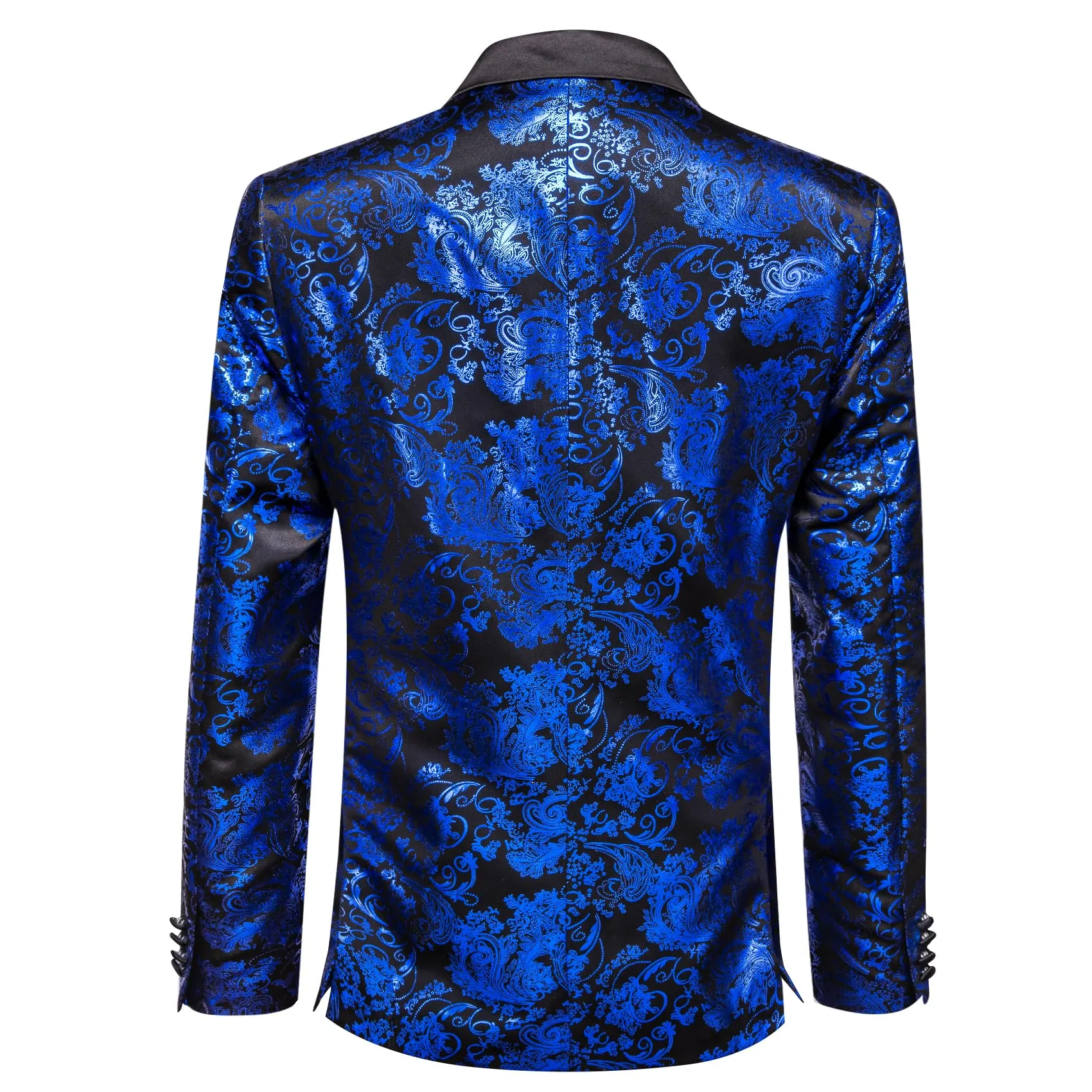 Barry.Wang Set Gilet Formali da Uomo con Motivo Cachemire, 5 Pezzi, Blu, M - immagine 8