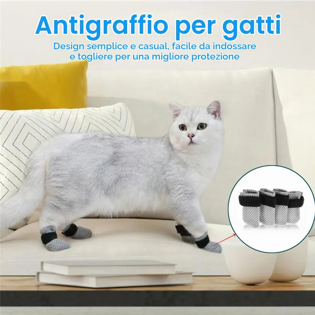IKOPFLN Protezioni per zampe antigraffio per cani e gatti, regolabili in rete, taglia S - immagine 5