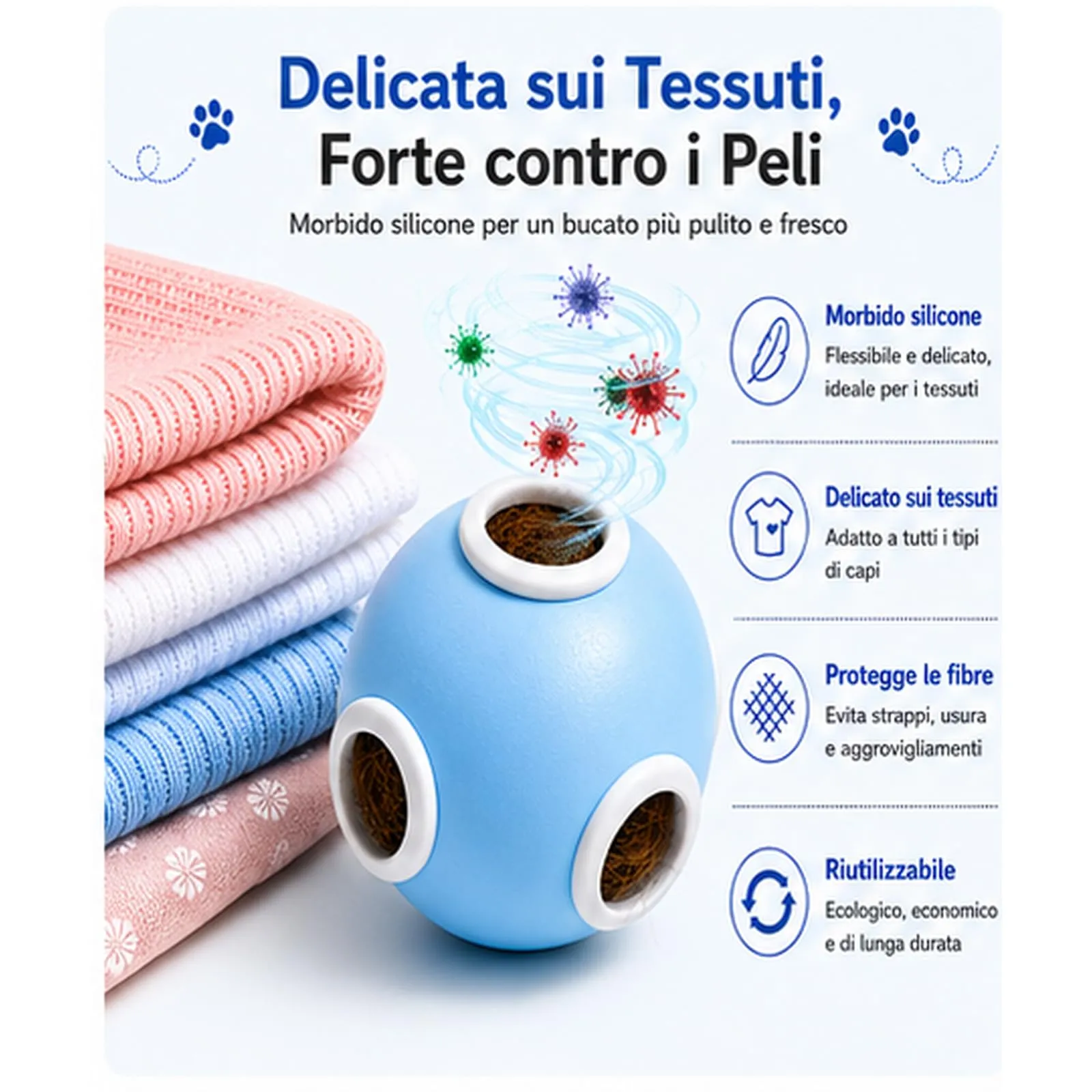 cenozo Acchiappa Peli per Lavatrice, Palline in Silicone Riutilizzabili - immagine 2
