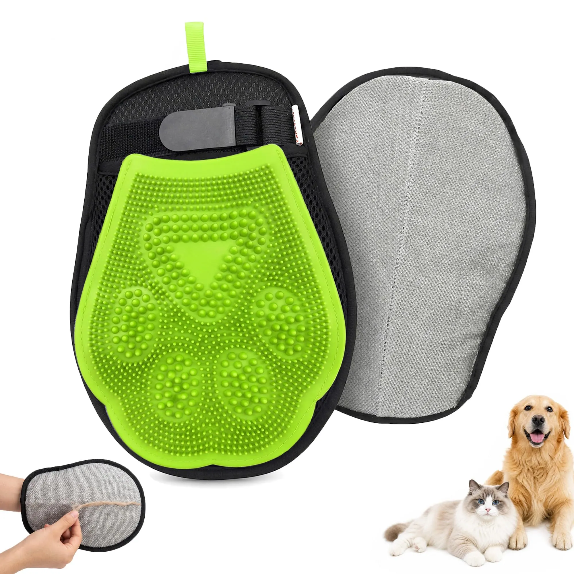 PawSailor Guanto Rimuovi Peli per Gatti e Cani, Verde - immagine 1