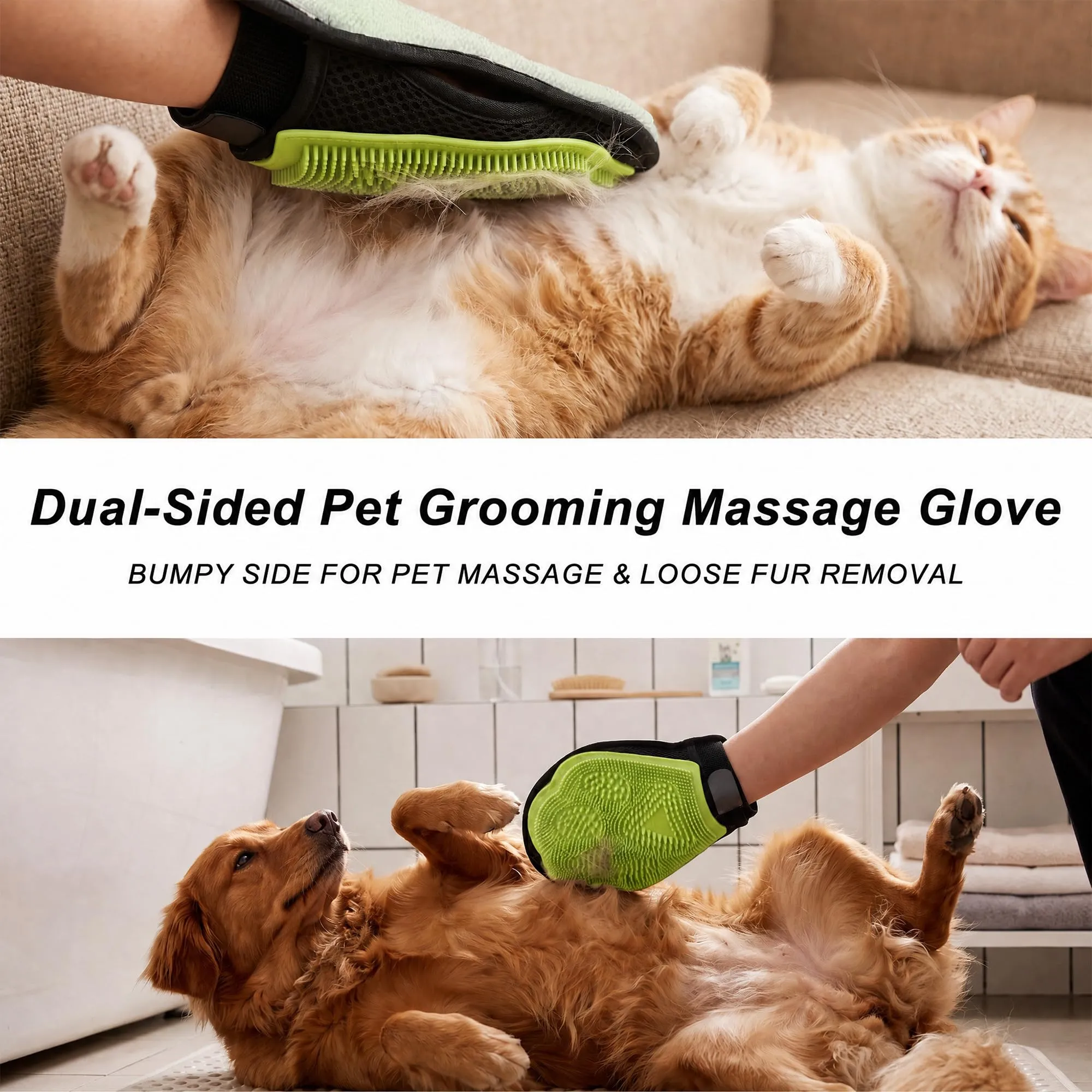 PawSailor Guanto Rimuovi Peli per Gatti e Cani, Verde - immagine 4