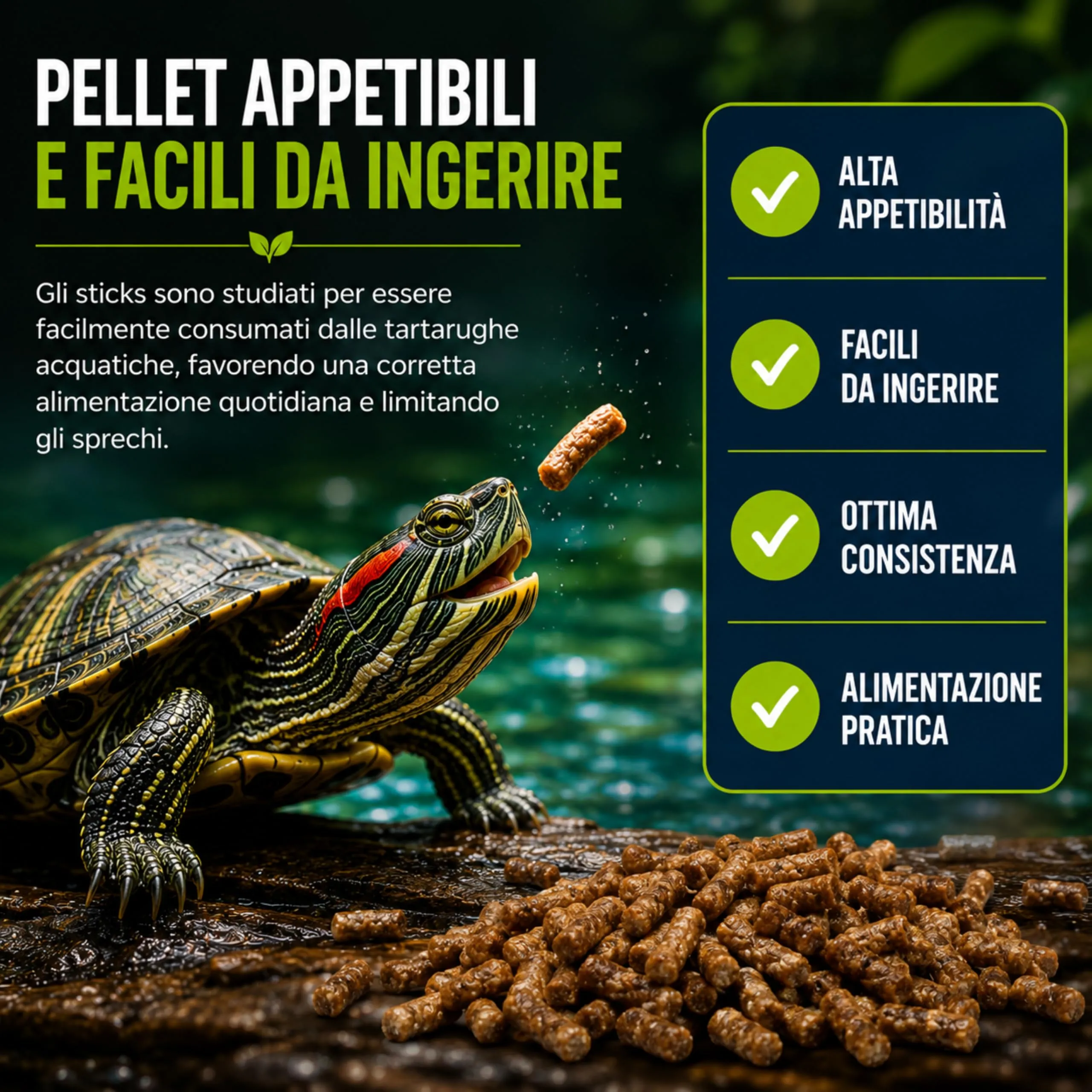 AGRI-CULTURA Mangime Completo per Tartarughe d'Acqua, Pellet Sticks con Vitamine, 400 g - immagine 5