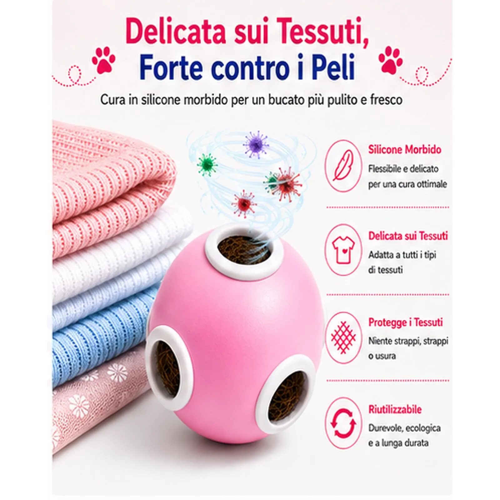 cenozo Acchiappa Peli per Lavatrice, Palline in Silicone Riutilizzabili - immagine 2