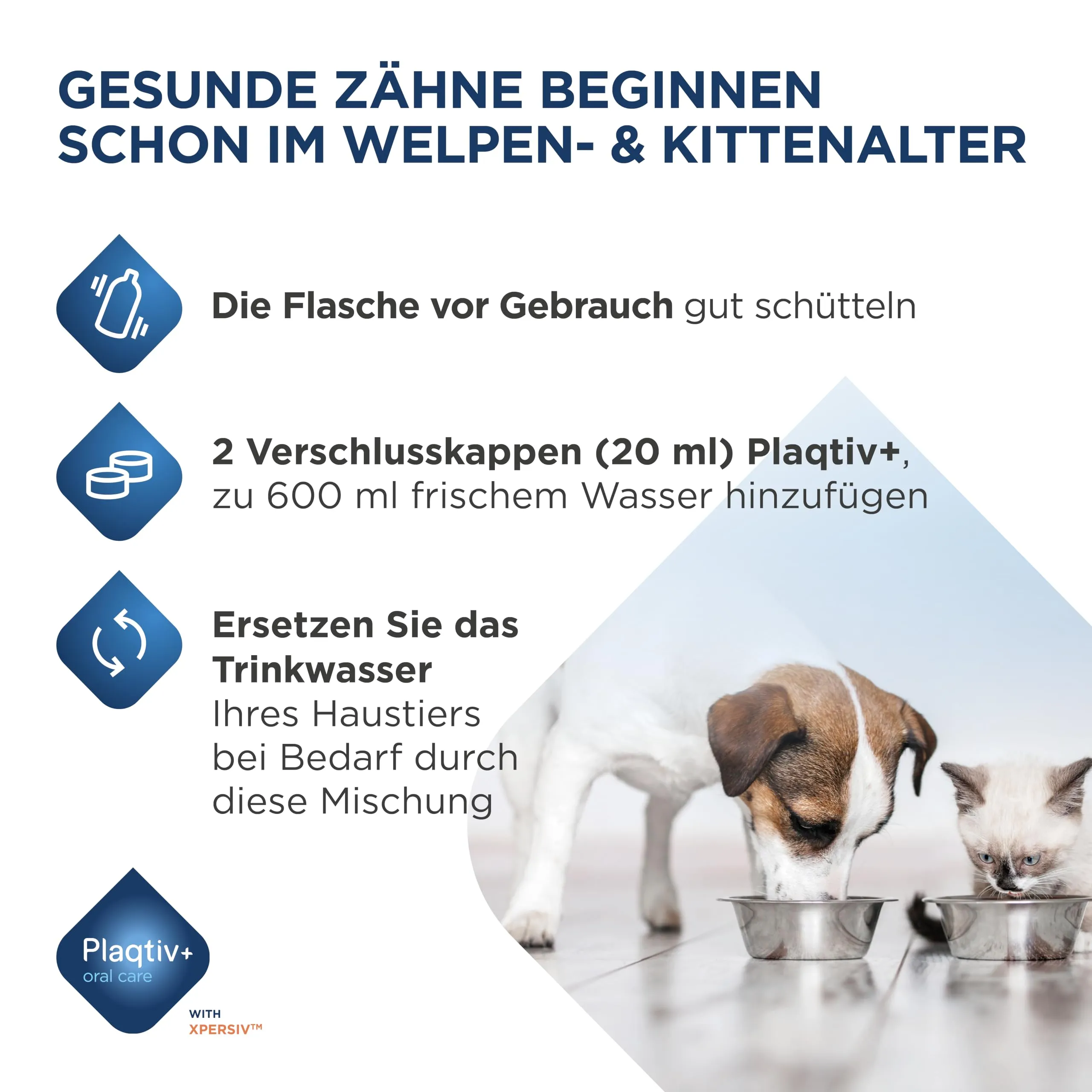 Plaqtiv+ Additivo per Acqua Potabile per Cani e Gatti, 500 ml - immagine 3