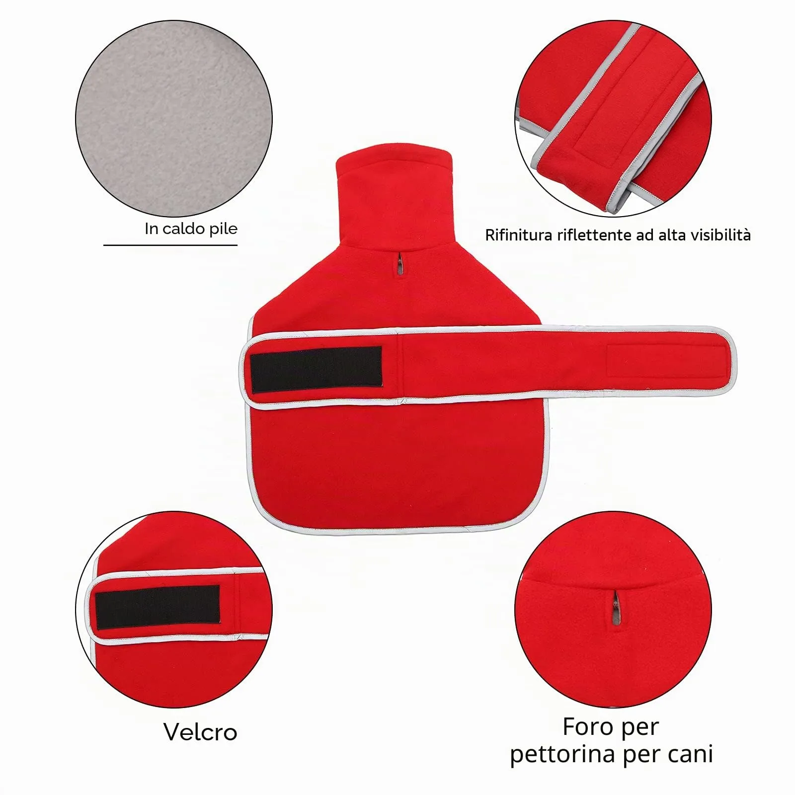 Morezi Cappotto Invernale con Pettorina per Cani, Rosso, S - immagine 3