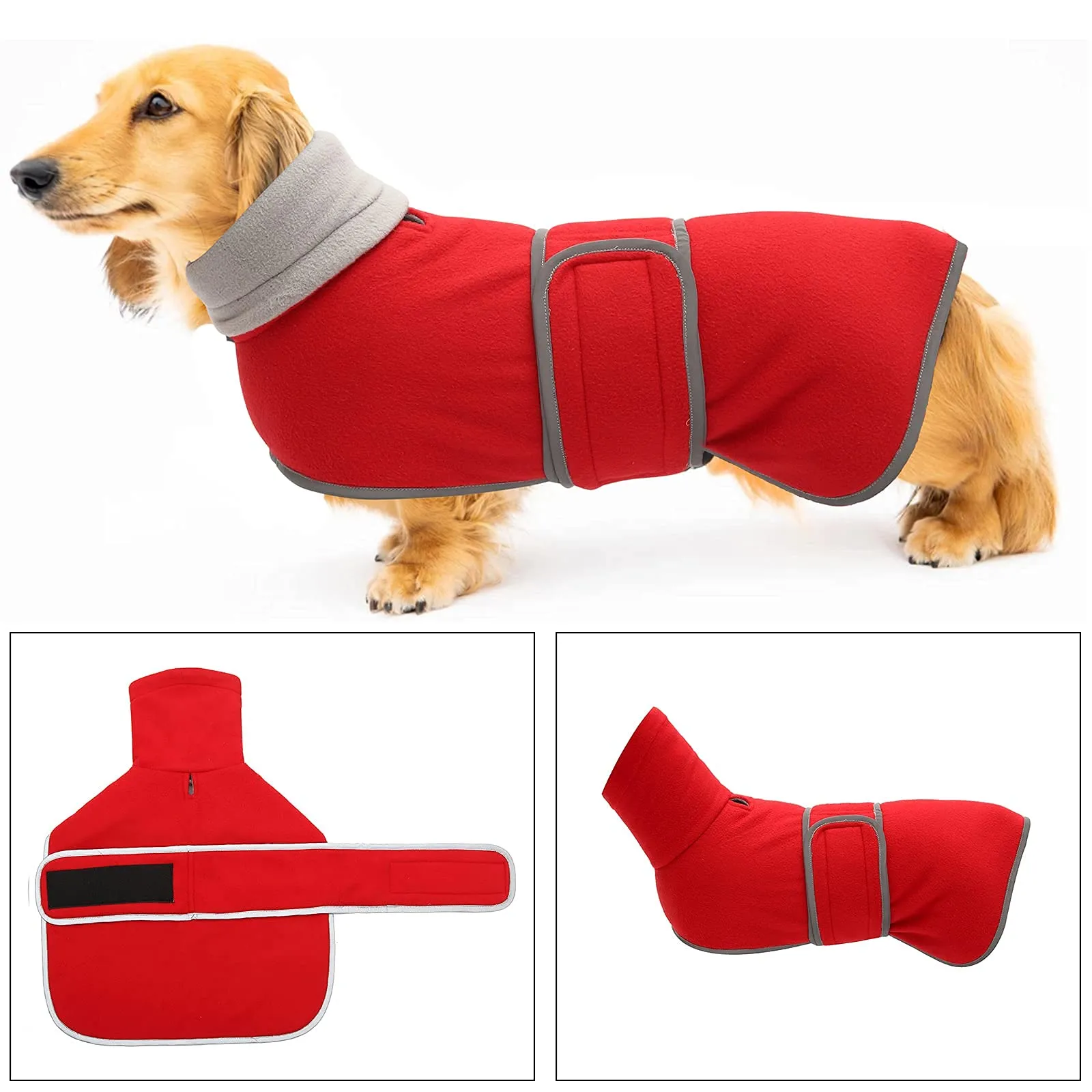Morezi Cappotto Invernale con Pettorina per Cani, Rosso, S - immagine 4