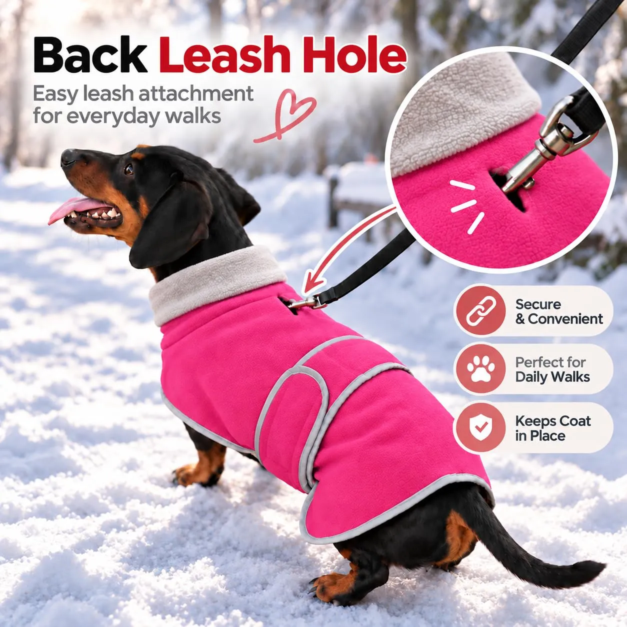 Morezi Cappotto Invernale con Pettorina per Cani, Rosa, S - immagine 7