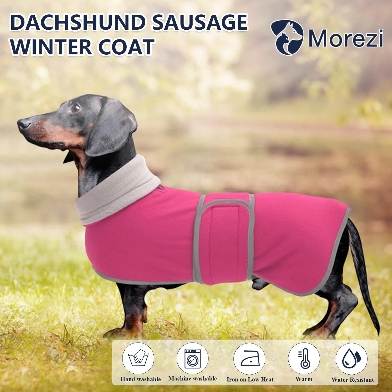 Morezi Cappotto Invernale per Cani con Imbottitura in Pile e Collo Alto, Rosa, XL - immagine 2