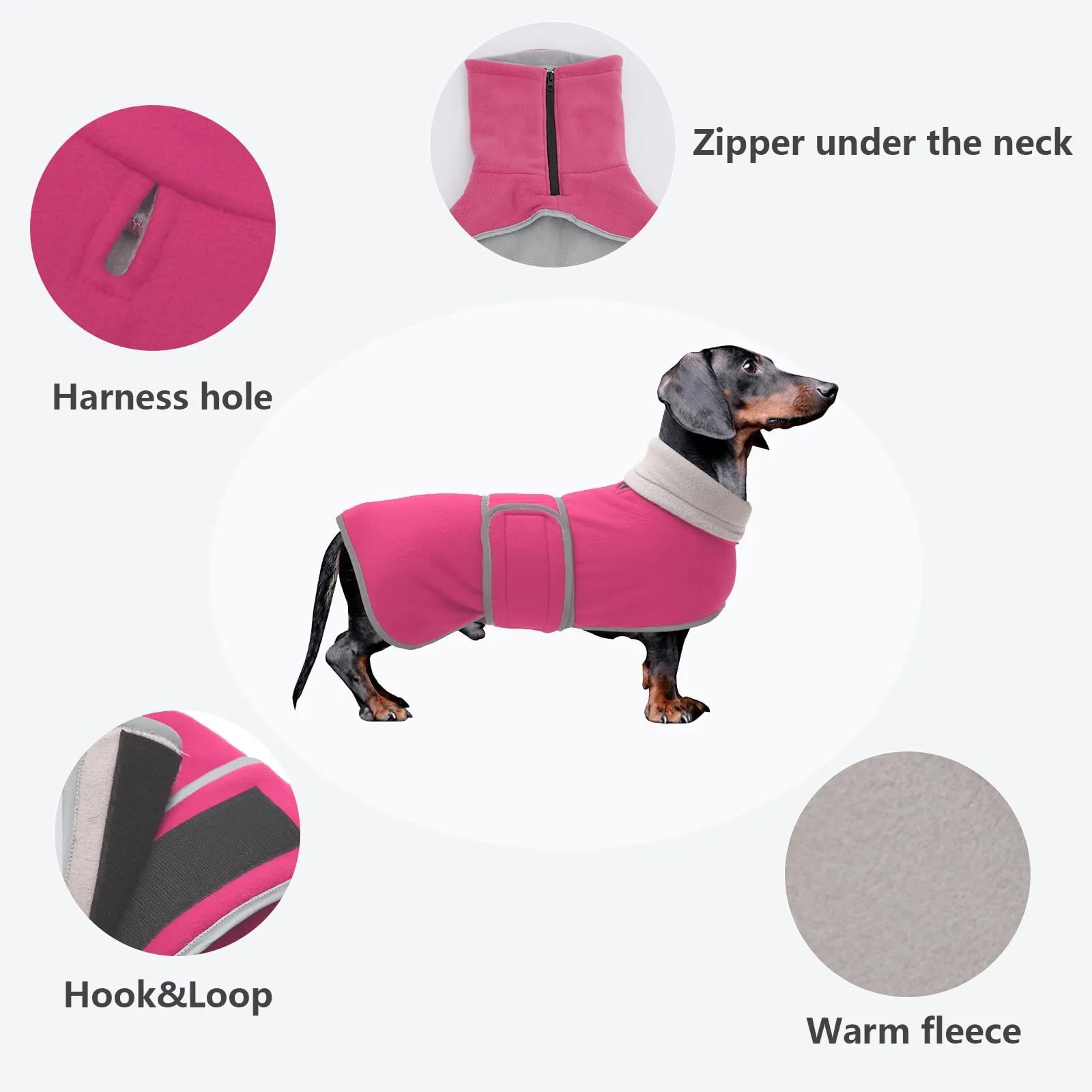 Morezi Cappotto Invernale per Cani con Imbottitura in Pile e Collo Alto, Rosa, XL - immagine 3
