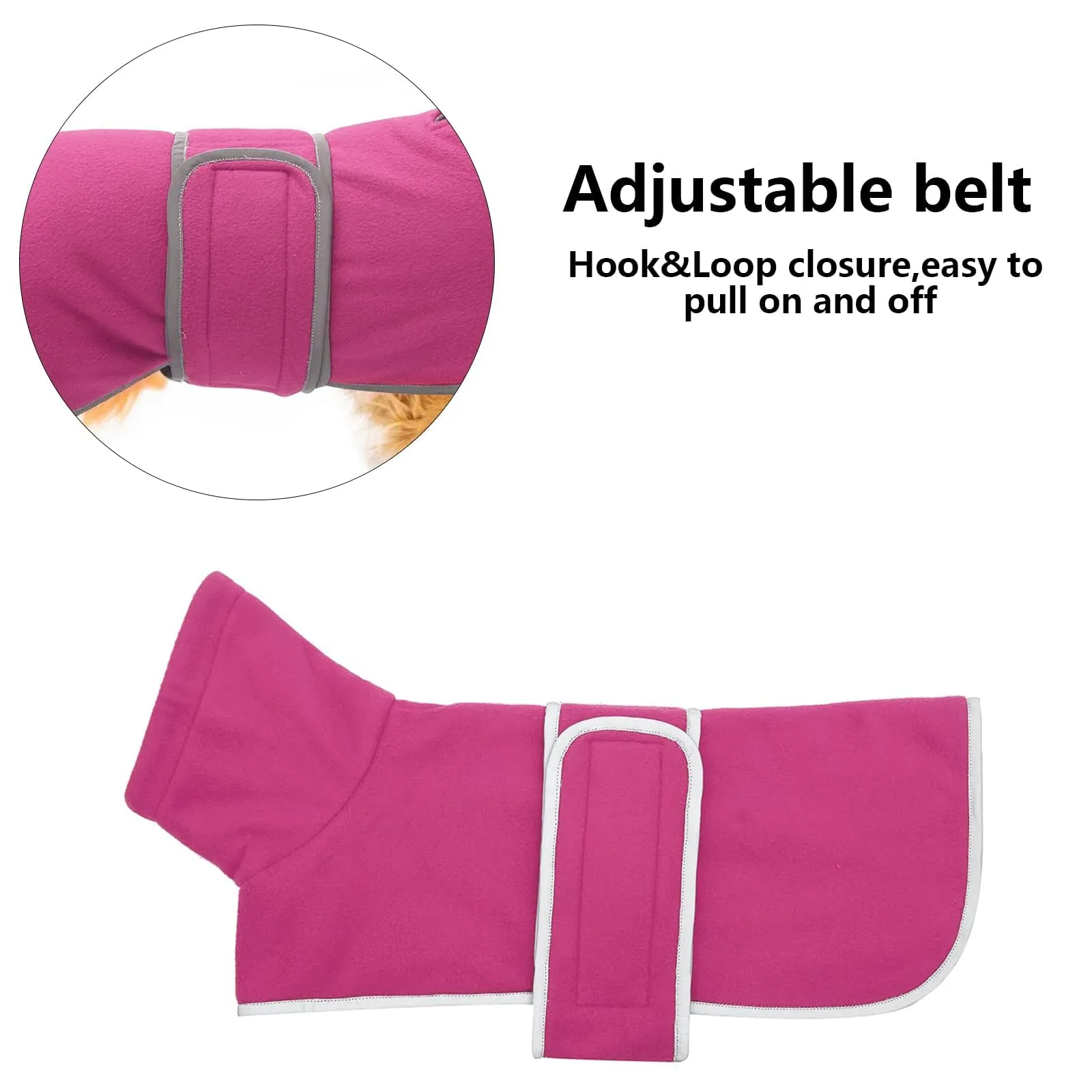 Morezi Cappotto Invernale per Cani con Imbottitura in Pile e Collo Alto, Rosa, XL - immagine 7