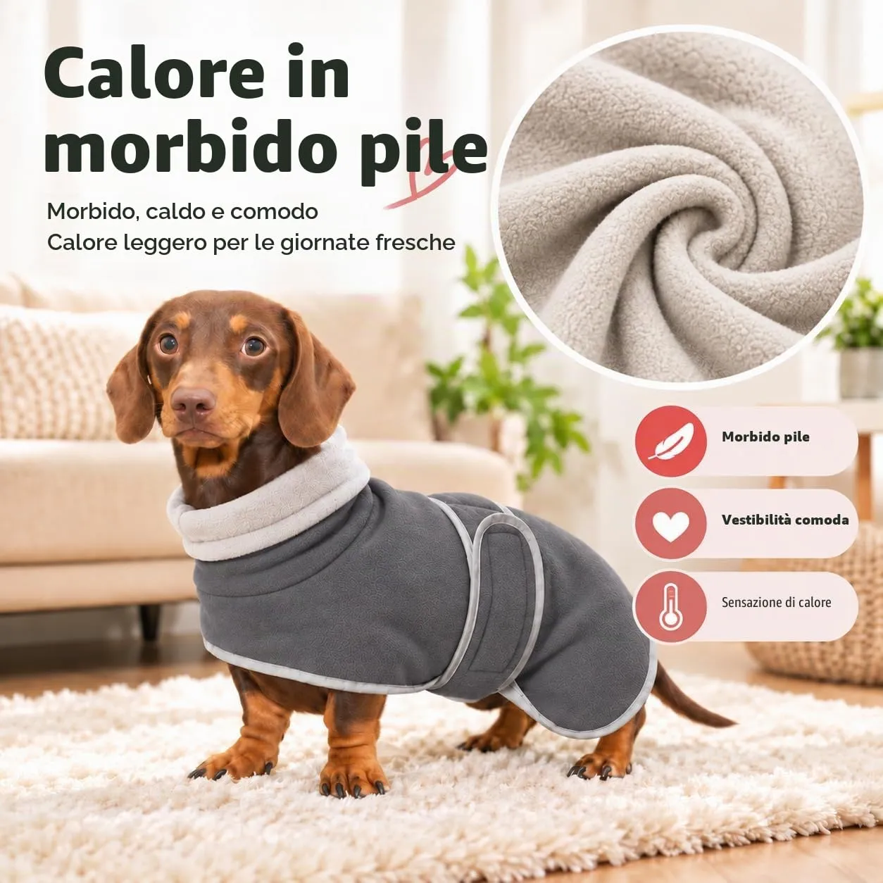 Morezi Cappotto Invernale con Pettorina per Cani, Grigio, S - immagine 2