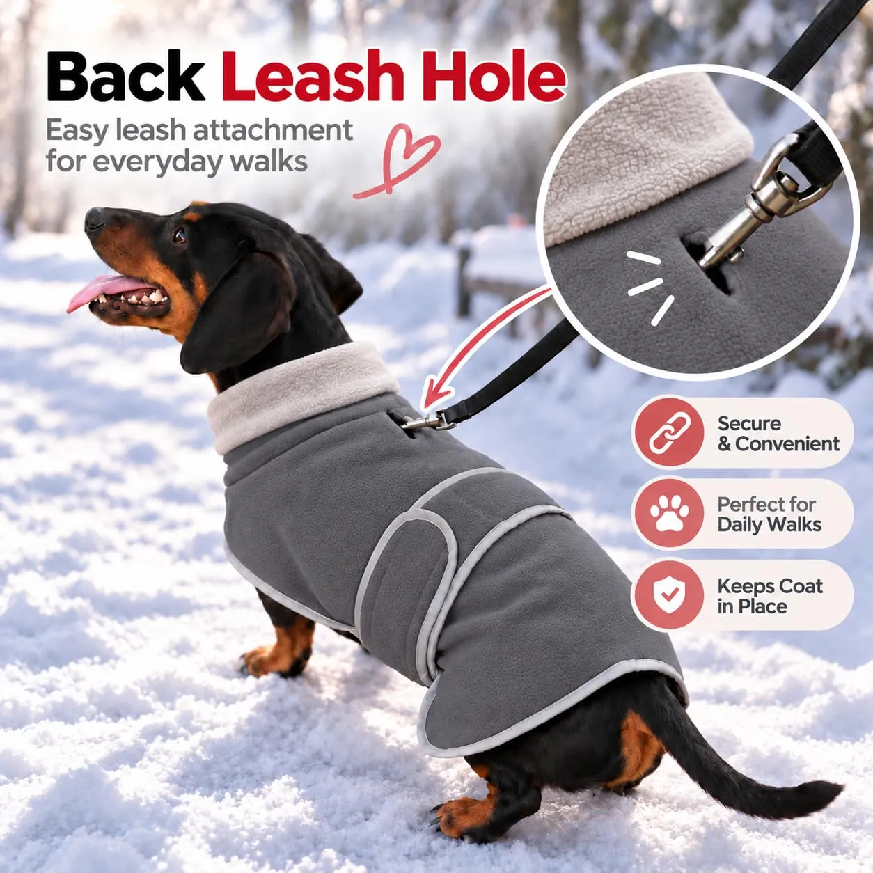 Morezi Cappotto Invernale per Cani con Pettorina - Grigio, L - immagine 7