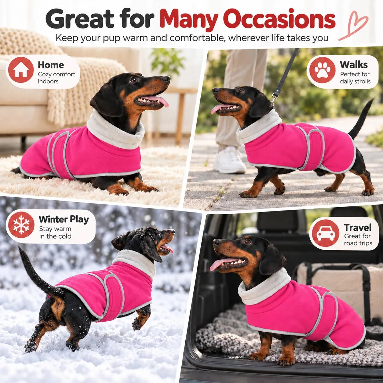 Morezi Cappotto Invernale con Pettorina per Cani, Rosa, M - immagine 8