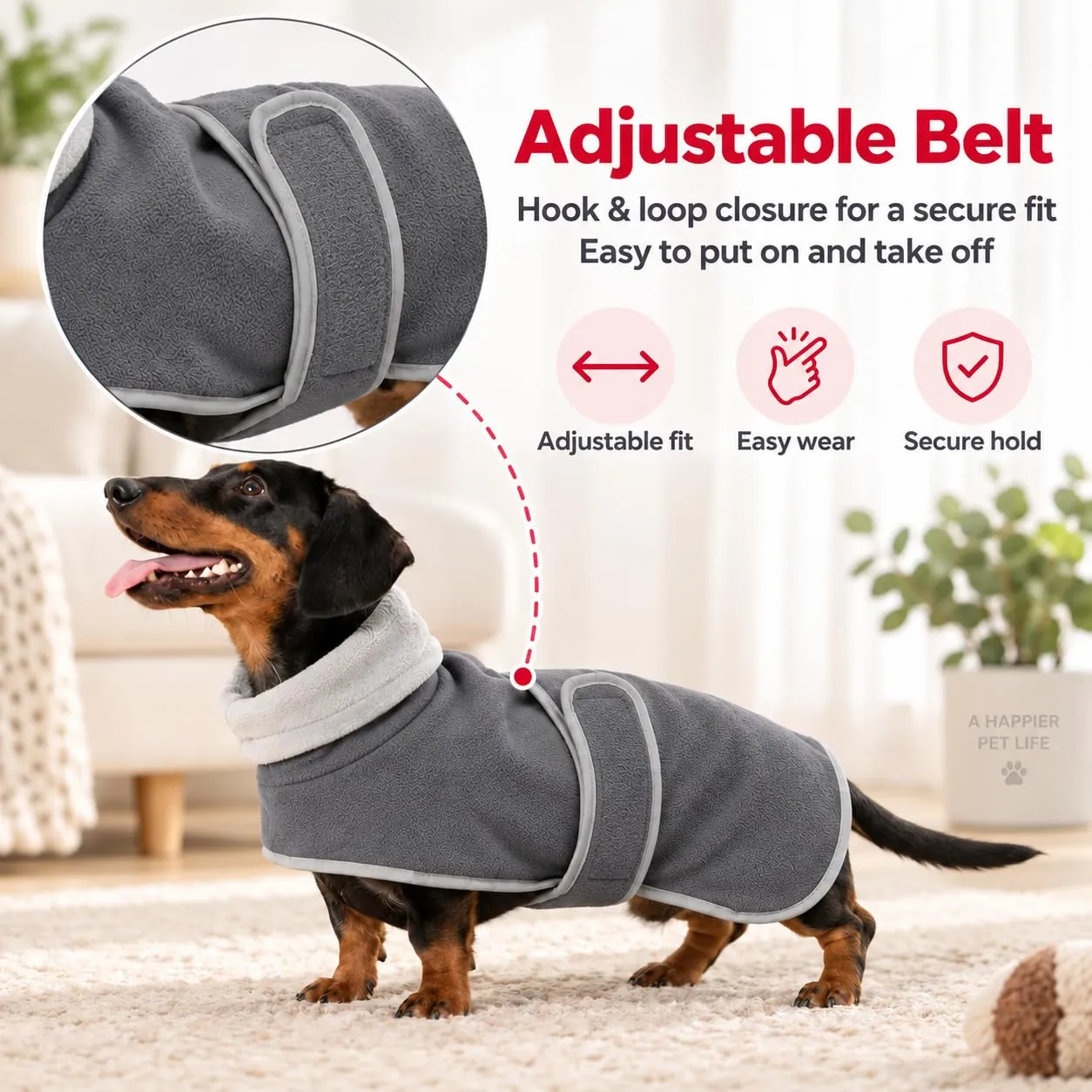 Morezi Cappotto Invernale per Cani in Cashmere con Cintura Regolabile, Grigio, XS - immagine 3