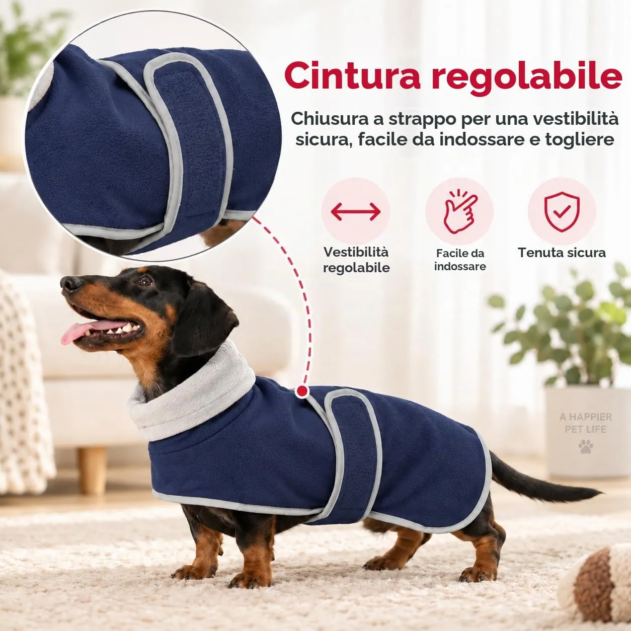 Morezi Cappotto Invernale per Cani con Pettorina, Navy, XS - immagine 3
