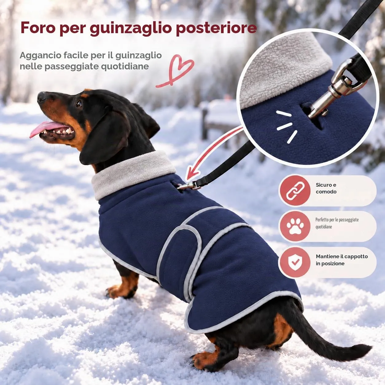 Morezi Cappotto Invernale per Cani con Pettorina, Navy, XS - immagine 7
