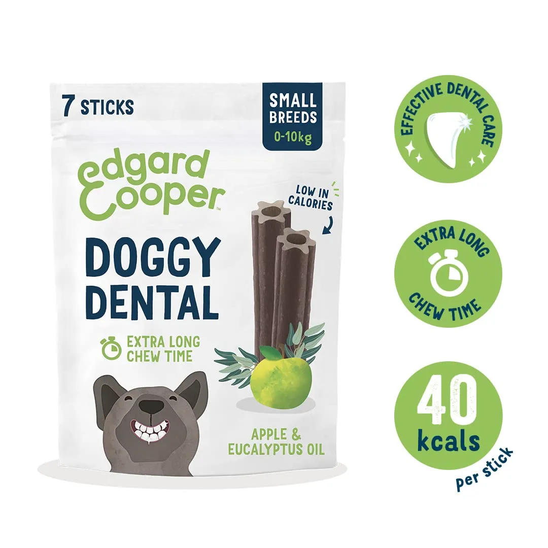 Edgard & Cooper Snack per Cane Stick Dentali Naturale Mela e Eucalipto, Piccolo, 8x7 confezioni - immagine 2