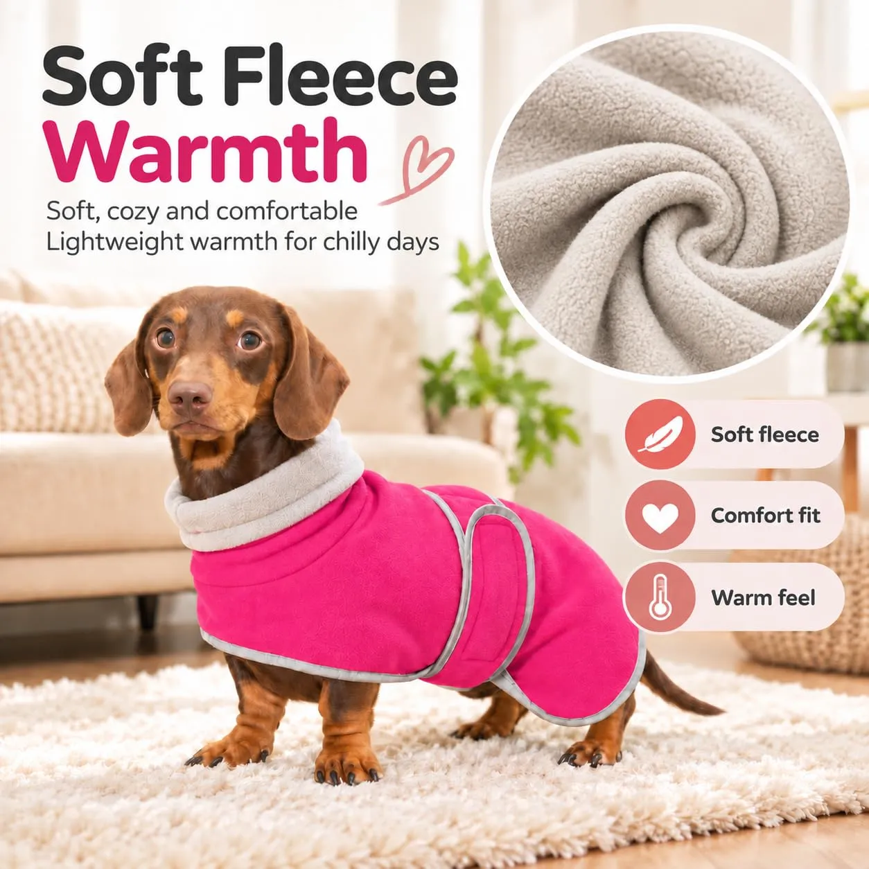 Morezi Cappotto Invernale per Cani con Pettorina, Rosa, L - immagine 2