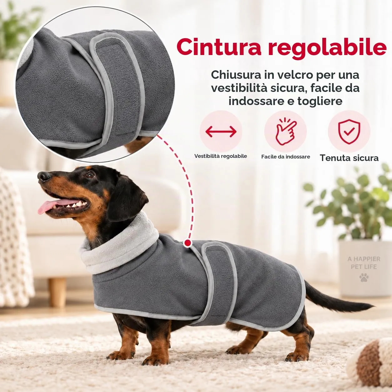 Morezi Cappotto Invernale per Cani con Pettorina - Grigio, M - immagine 3