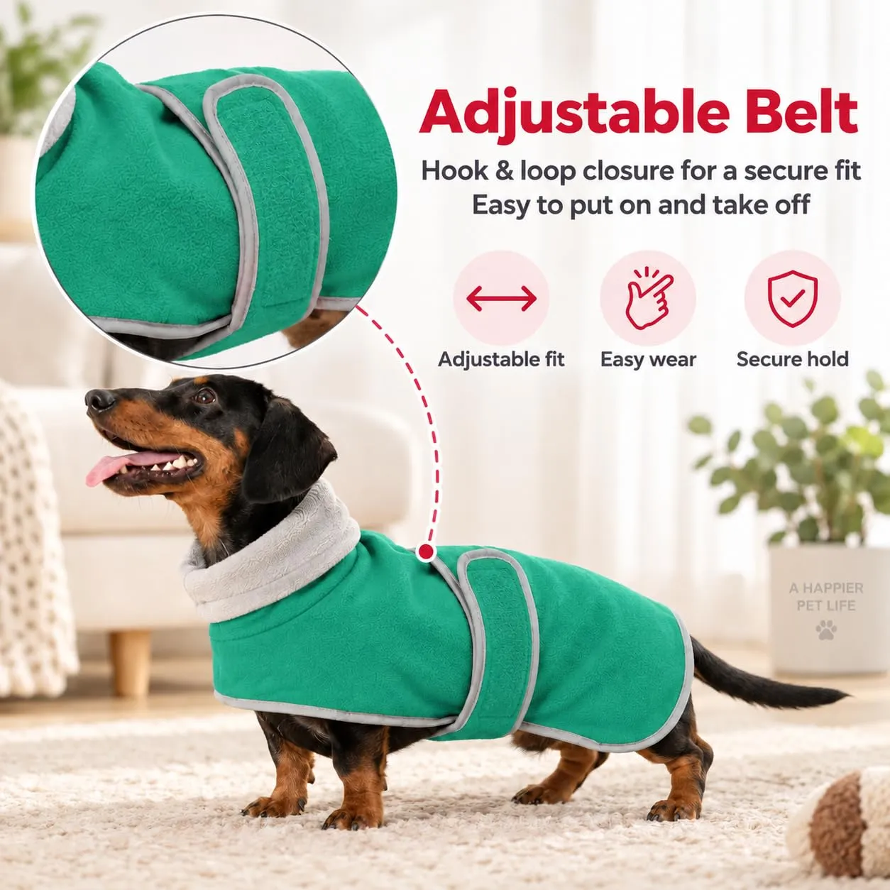 Morezi Cappotto Invernale con Pettorina per Cani, Verde, L - immagine 3