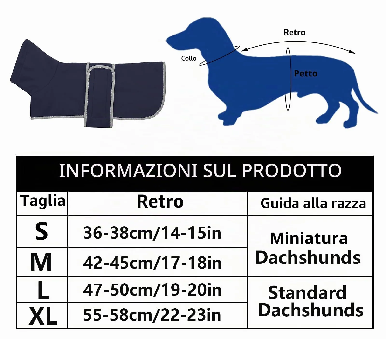 Morezi Cappotto Per Cani Con Pettorina Invernale per Teckel, Navy, S - immagine 6