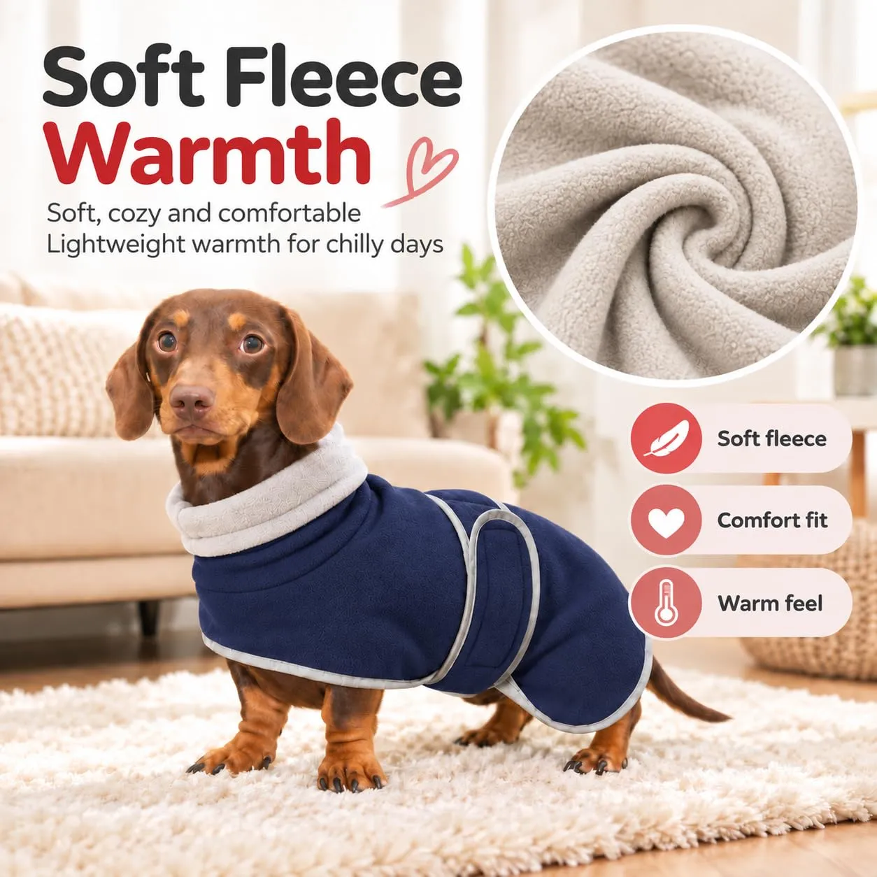 Morezi Cappotto Per Cani Con Pettorina Invernale Per Teckel, Navy, M - immagine 2