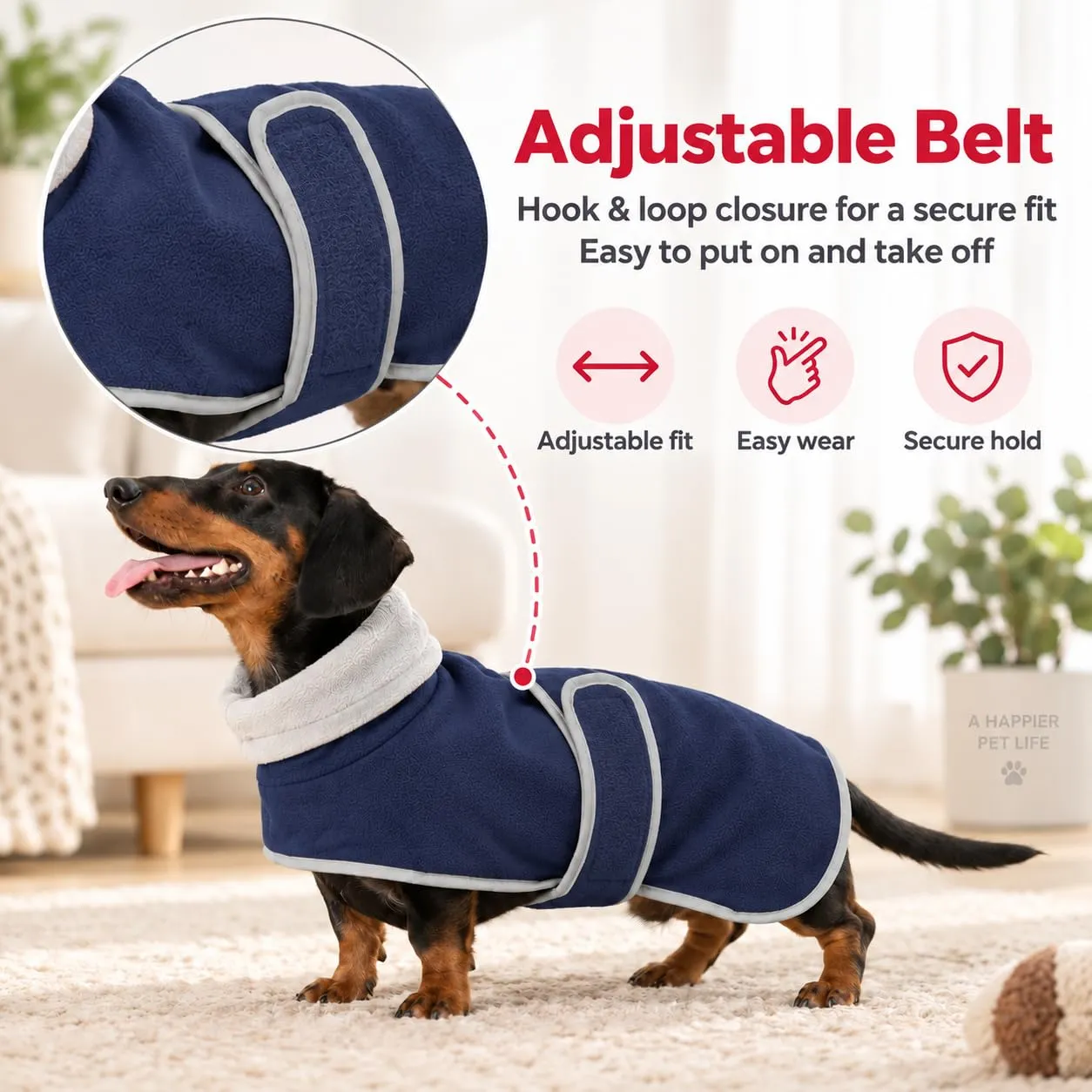 Morezi Cappotto Per Cani Con Pettorina Invernale Per Teckel, Navy, M - immagine 3