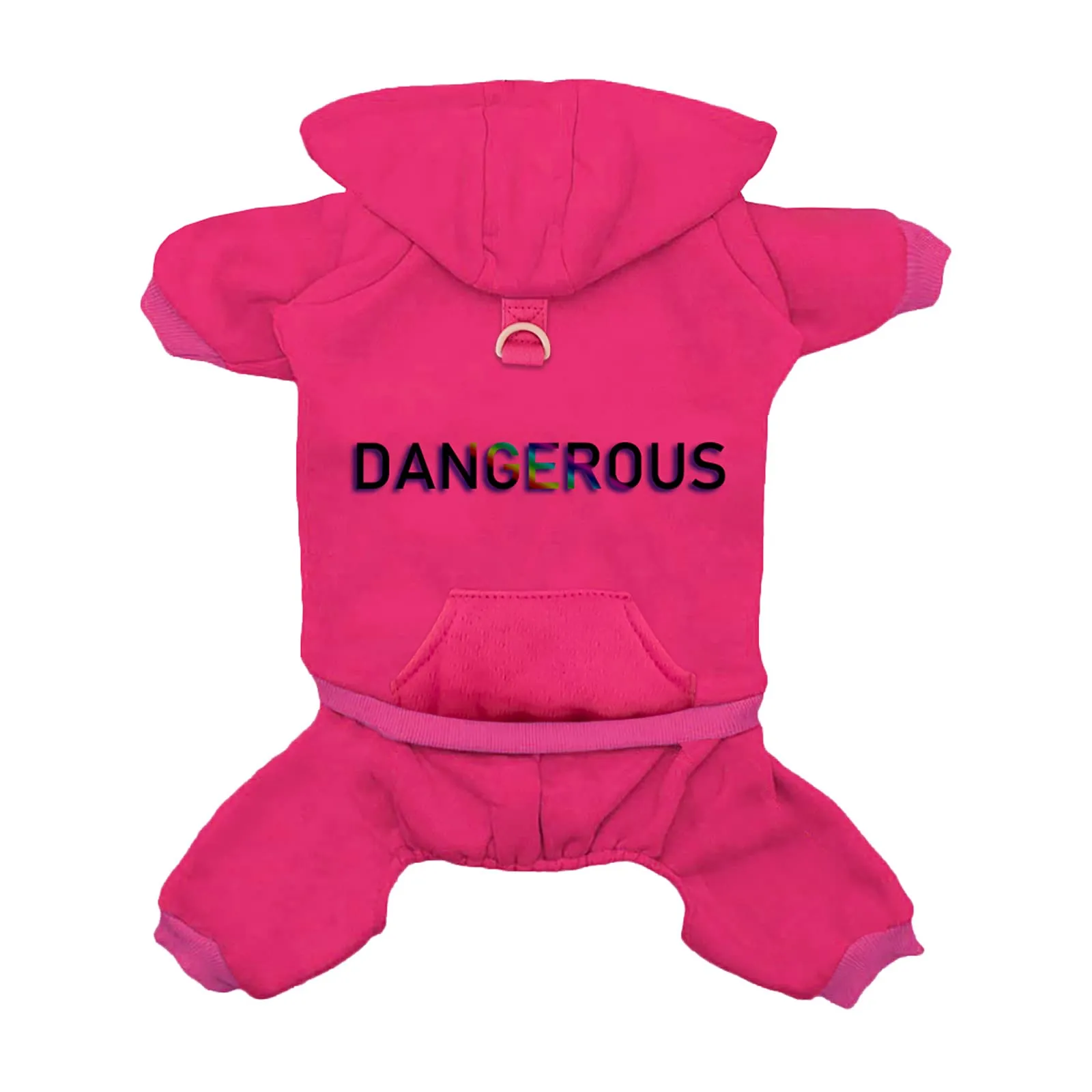 Izefia Felpa con Cappuccio per Cani e Gatti in Cotone e Pile, Modello a 4 Gambe con Tasca, Carmine, XL - immagine 1