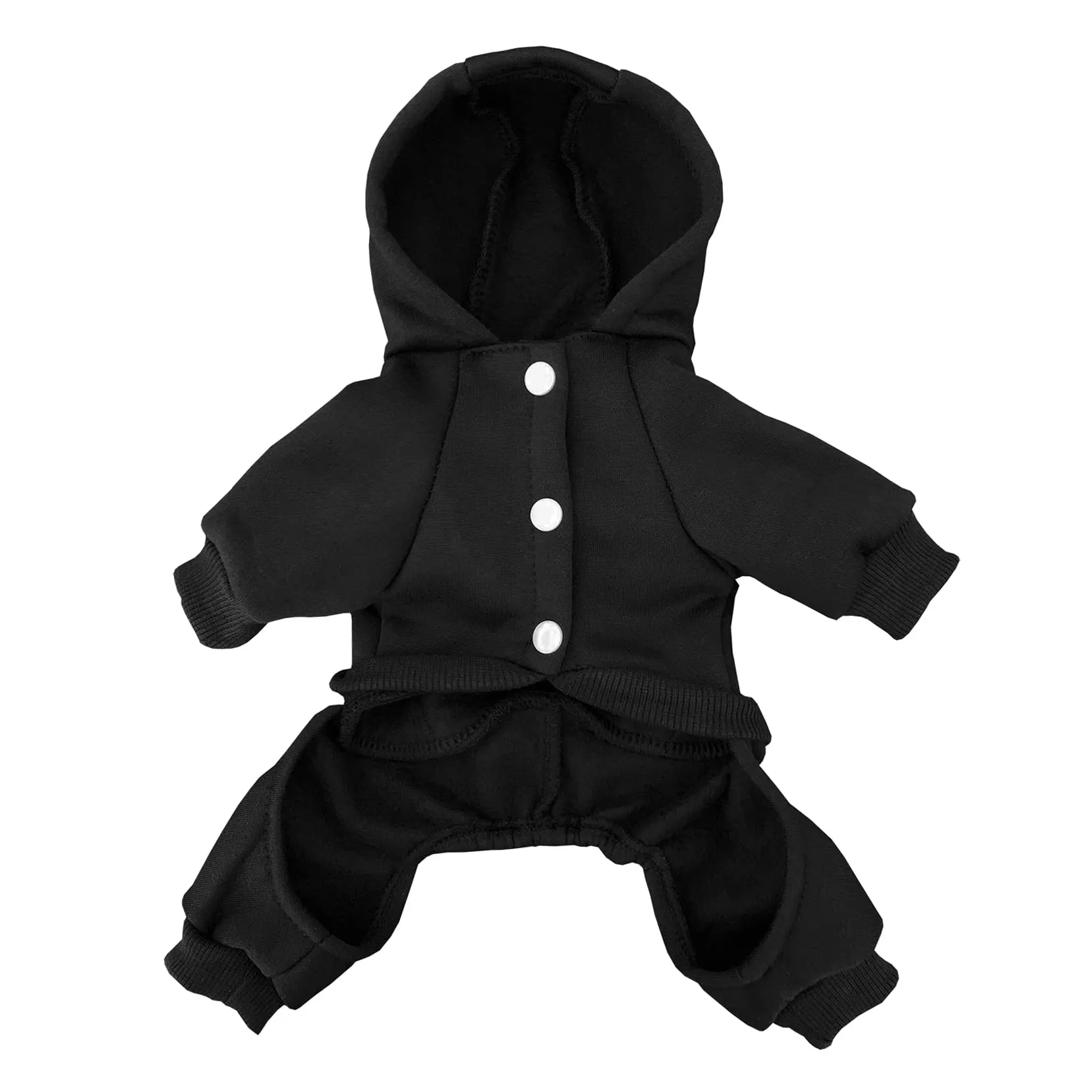 Izefia Felpa con Cappuccio a 4 Gambe in Cotone e Pile per Cani e Gatti, Nero, M - immagine 3