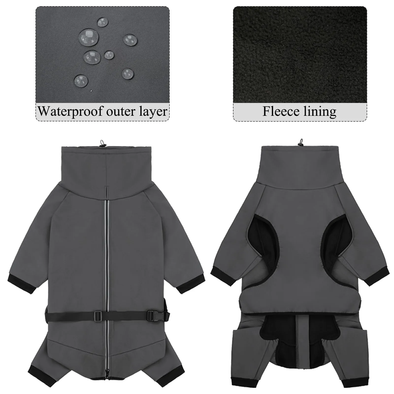 Cyponpy Cappotto Cane Riflettente Giubbotto Caldo in Pile Grey XXS - immagine 3