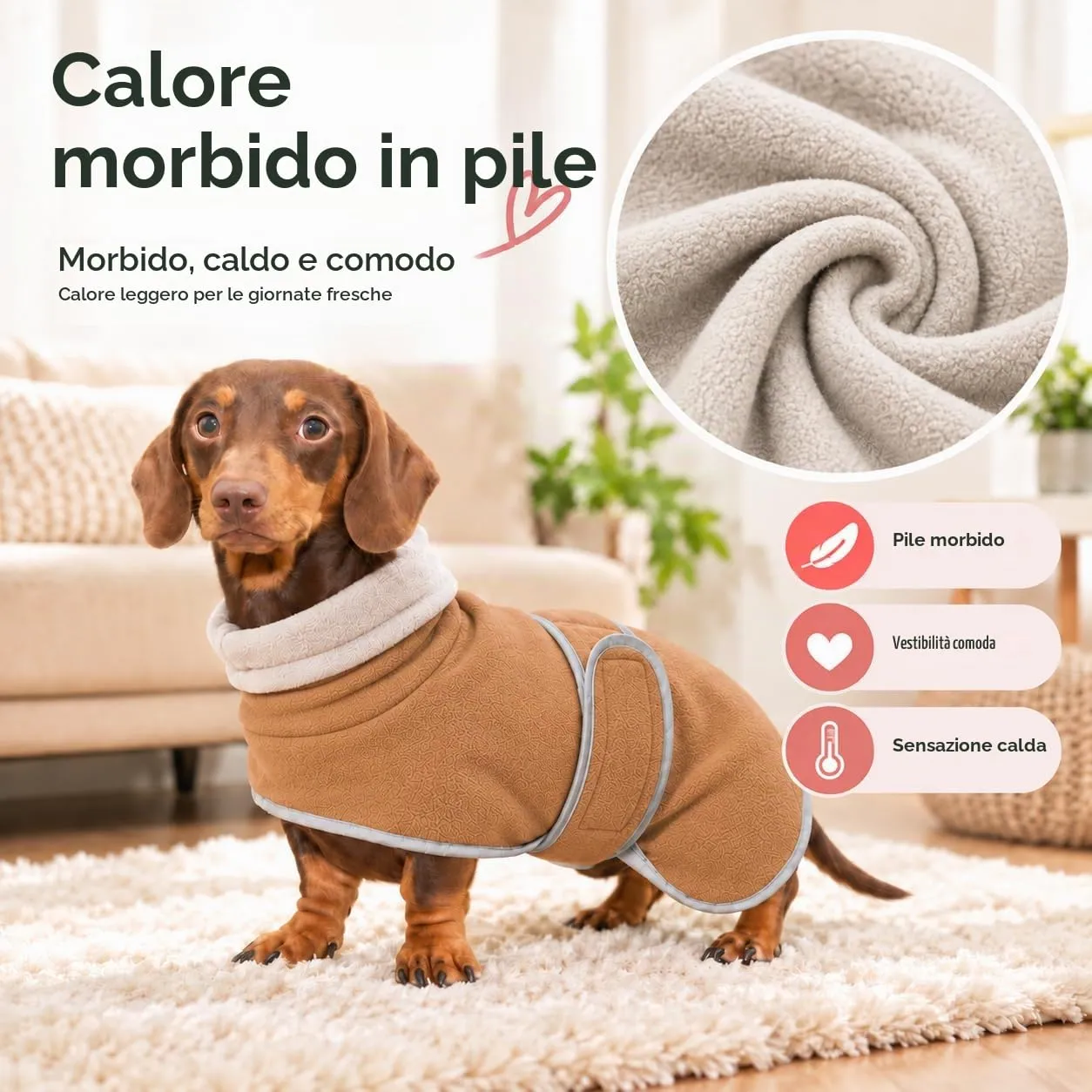 Morezi Abbigliamento Invernale per Cani in Pile di Lana, Marrone, XS - immagine 2