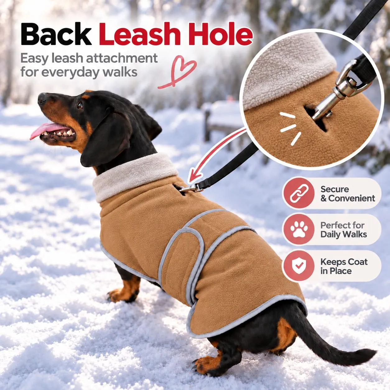 Morezi Abbigliamento Invernale per Cani in Pile di Lana, Marrone, L - immagine 7