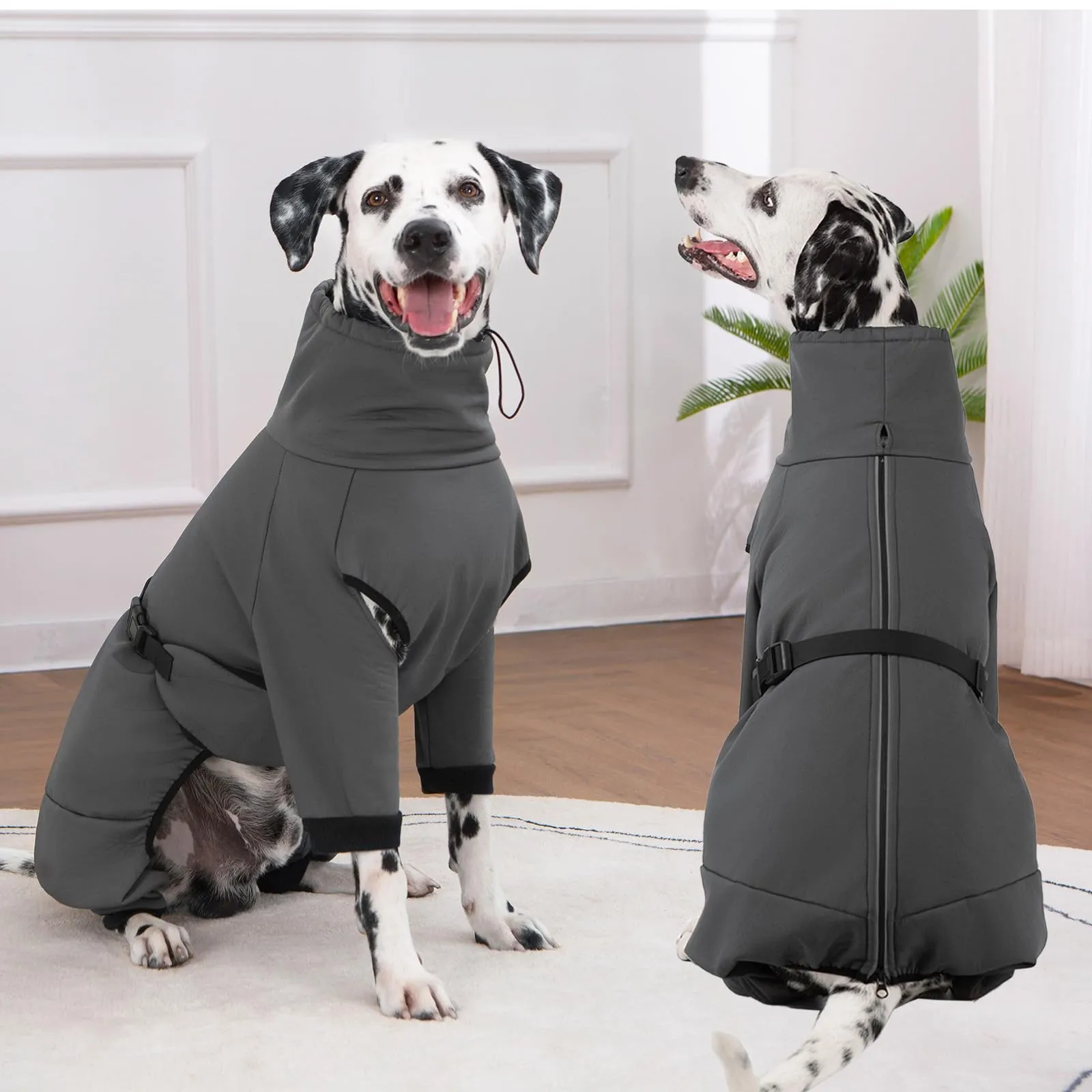 Cyponpy Cappotto Impermeabile per Cani con Fodera in Pile e Strisce Riflettenti, Grigio - immagine 6