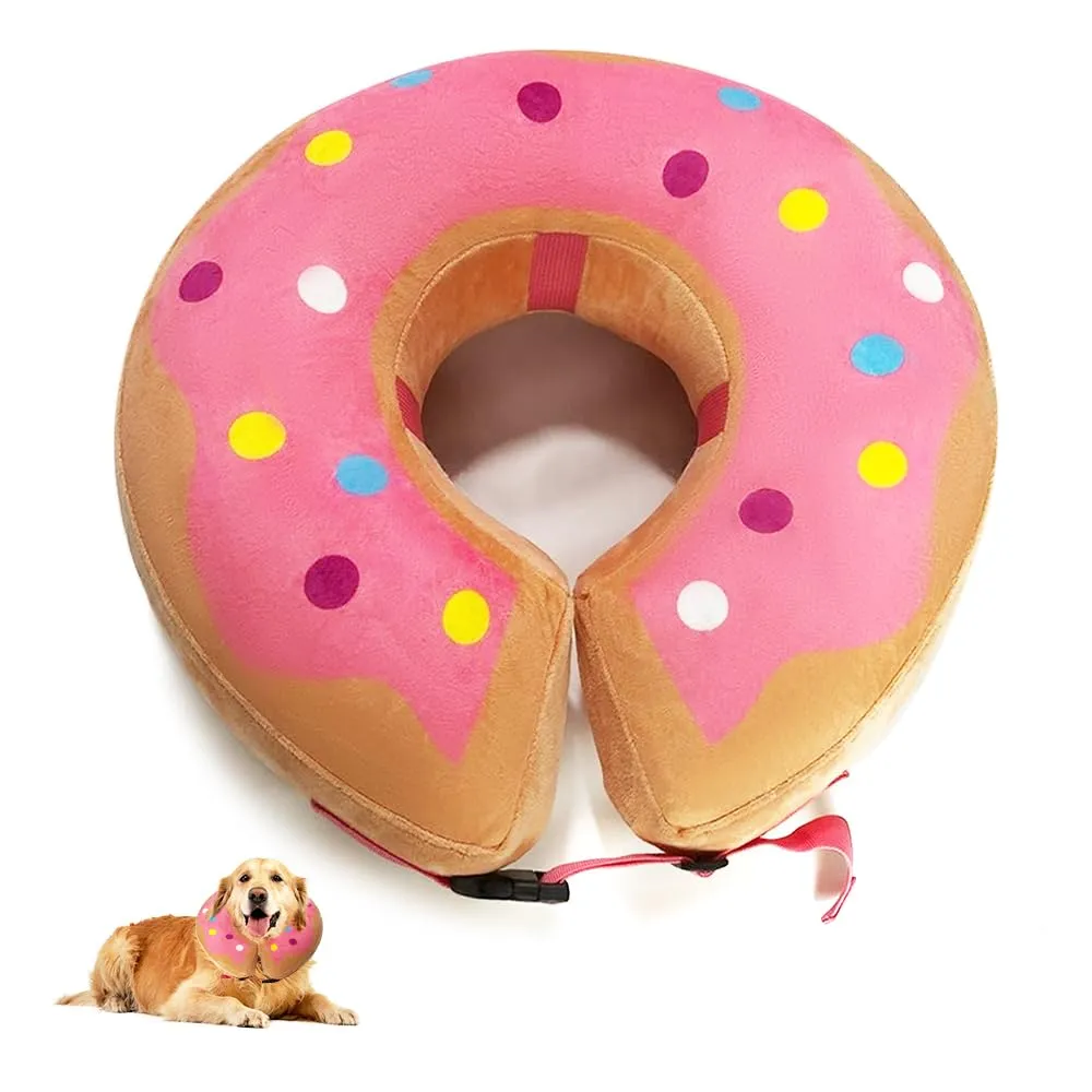 HMCEY Collare Protettivo Gonfiabile per Cani e Gatti, Morbido per Post Operazione, Regolabile, Rosa - L - immagine 1