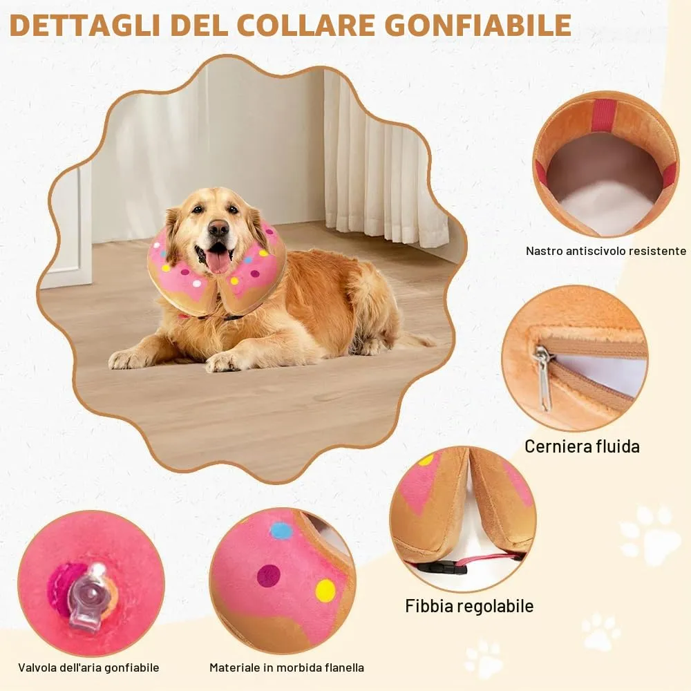 HMCEY Collare Protettivo Gonfiabile per Cani e Gatti, Morbido per Post Operazione, Regolabile, Rosa - L - immagine 3