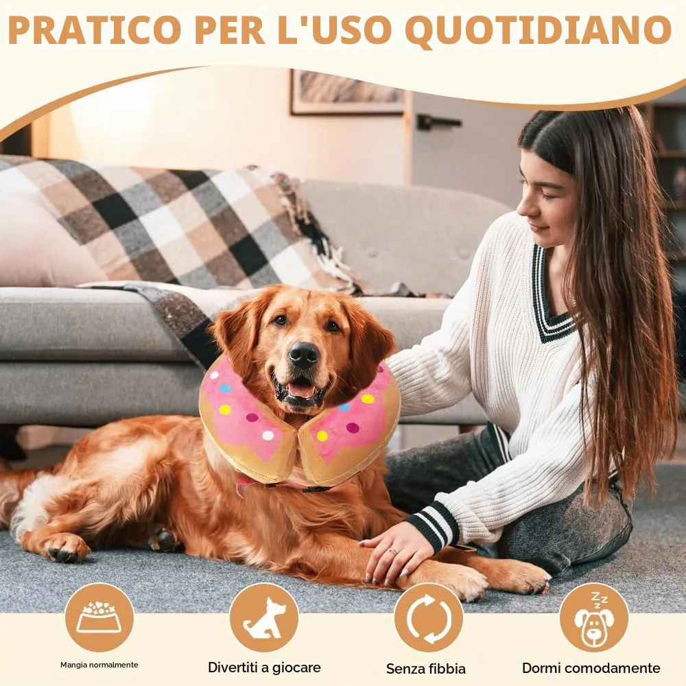 HMCEY Collare Protettivo Gonfiabile per Cani e Gatti, Morbido per Post Operazione, Regolabile, Rosa - L - immagine 6