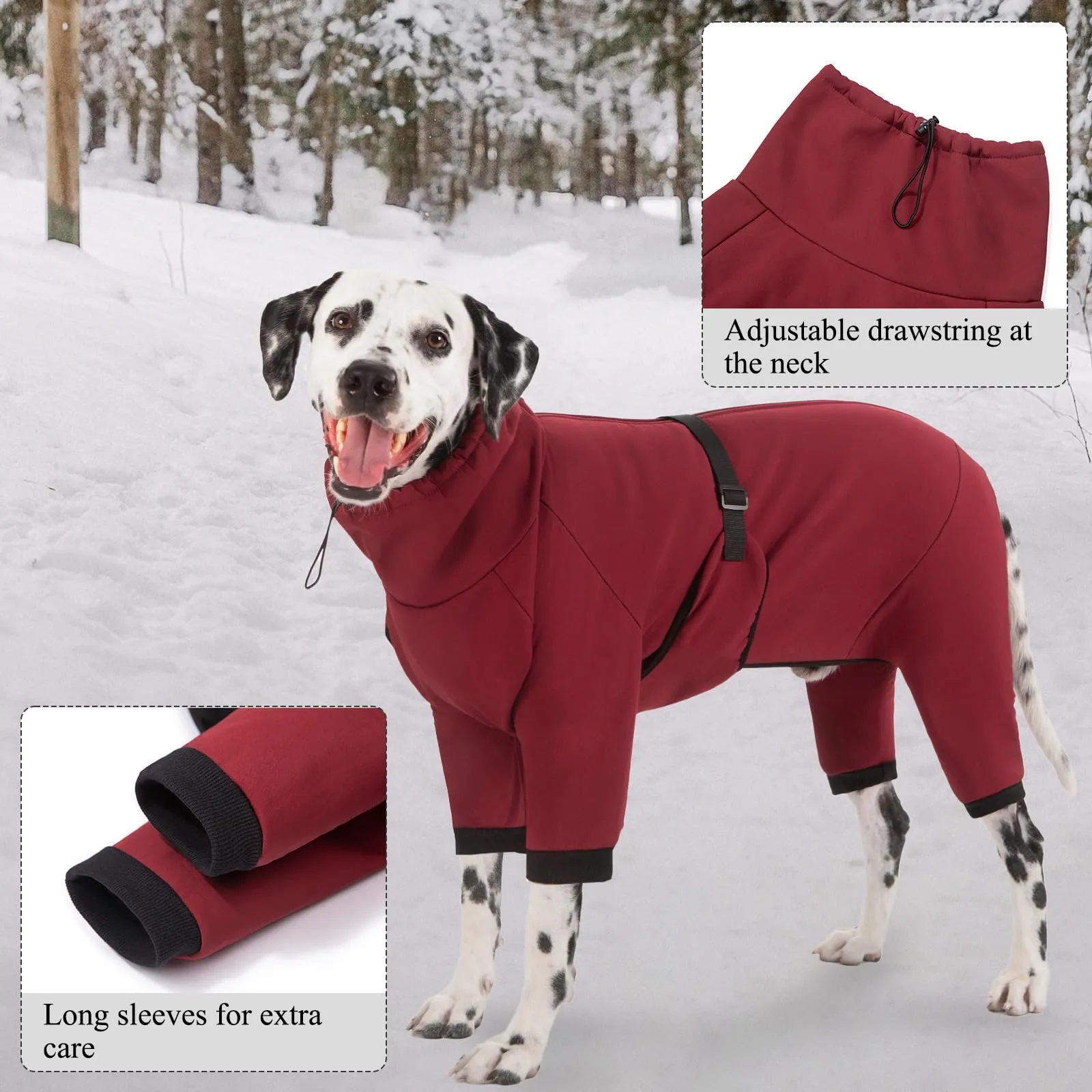 Cyponpy Cappotto Impermeabile per Cani con Fodera in Pile e Strisce Riflettenti, Giubbotto Invernale con Maniche Lunghe e Foro per Guinzaglio - immagine 5
