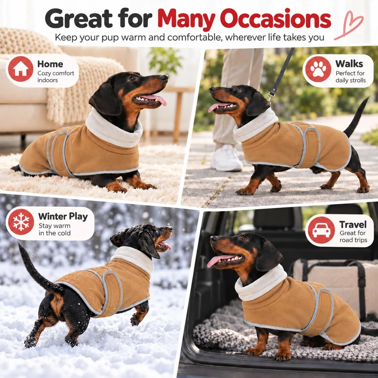 Morezi Abbigliamento Invernale per Cani in Pile di Lana, Marrone, M - immagine 8