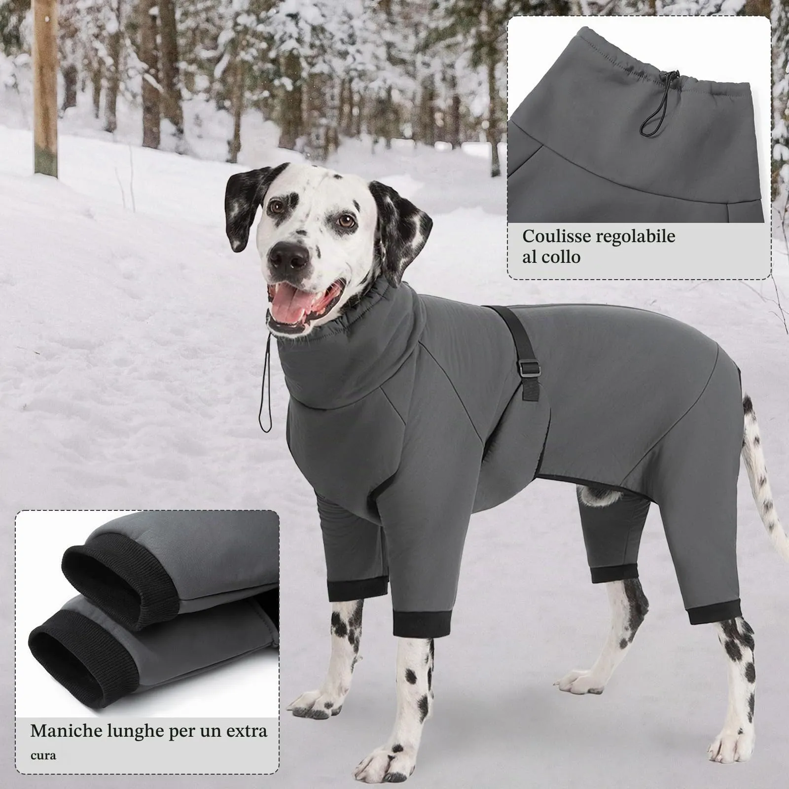 Cyponpy Cappotto Impermeabile per Cani con Fodera in Pile e Strisce Riflettenti, Giubbotto Invernale con Maniche Lunghe - immagine 5
