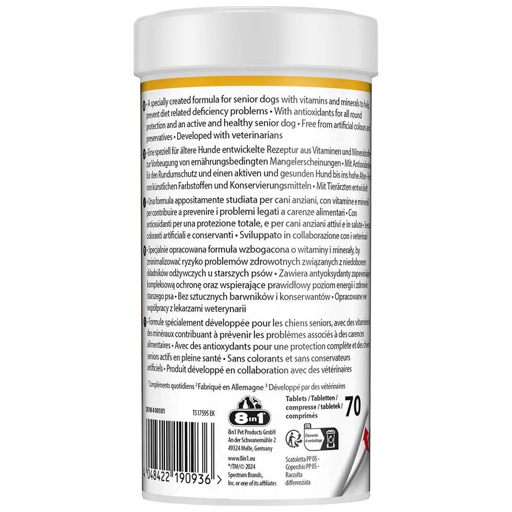 8in1 Vitamine per Cani Senior - Integratore Multivitaminico, 70 Compresse - immagine 9