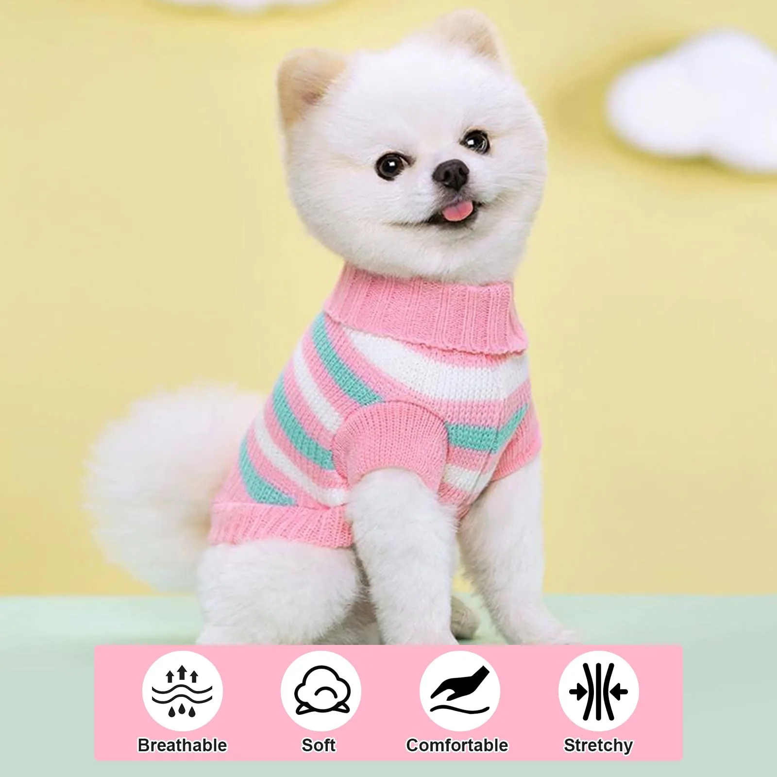 Vixpyzz Maglione Lavorato a Maglia per Cani di Piccola Taglia e Gatti, Autunno Inverno, Blu 2, S - immagine 4