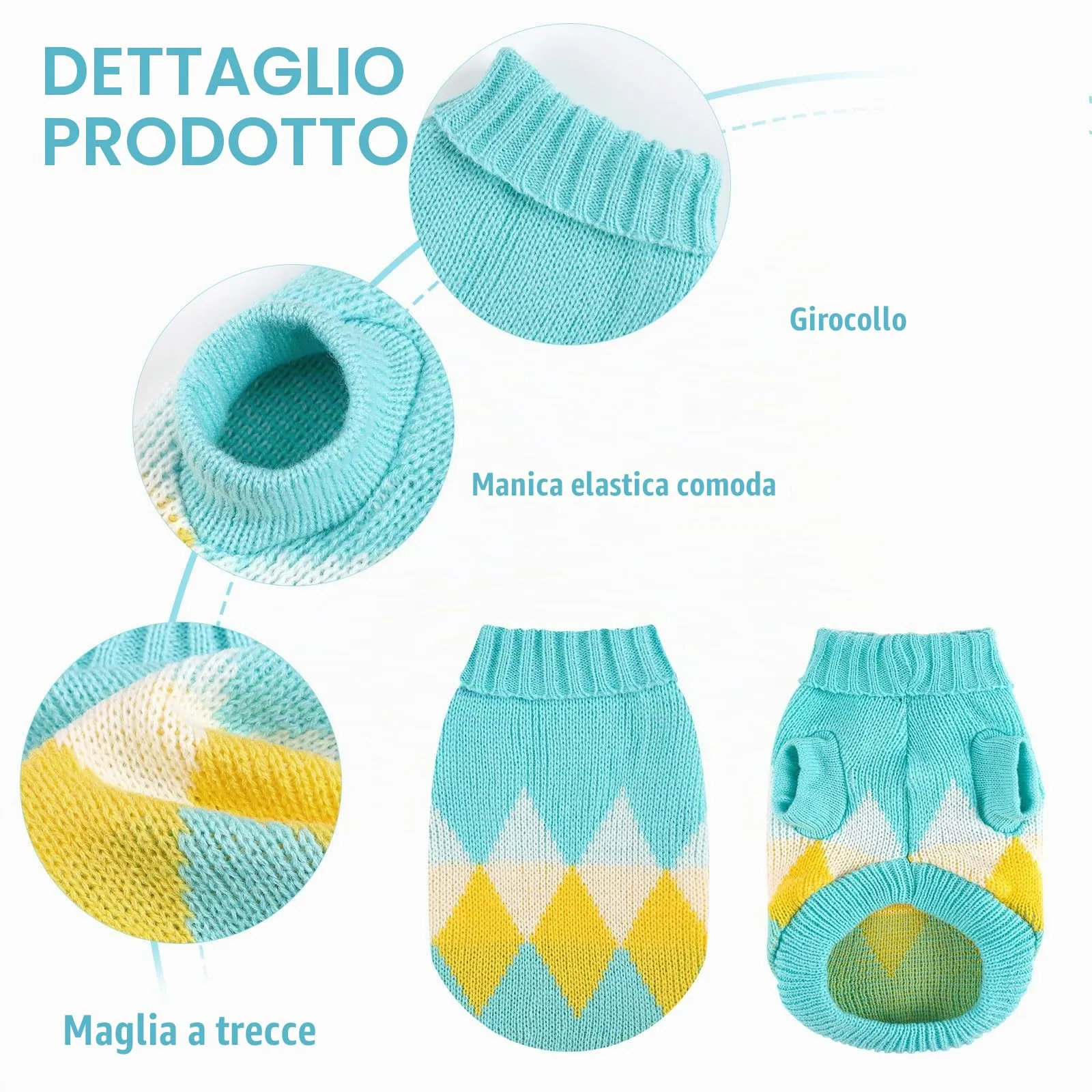 Vixpyzz Maglione Lavorato a Maglia per Cani di Piccola Taglia e Gatti, XX-Small, Blu - immagine 3