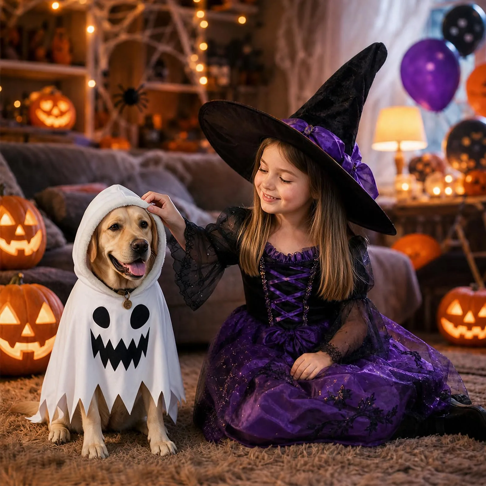 MELLIEX Costume di Halloween per Cane, Mantello da Fantasma Bianco con Cappuccio - immagine 2